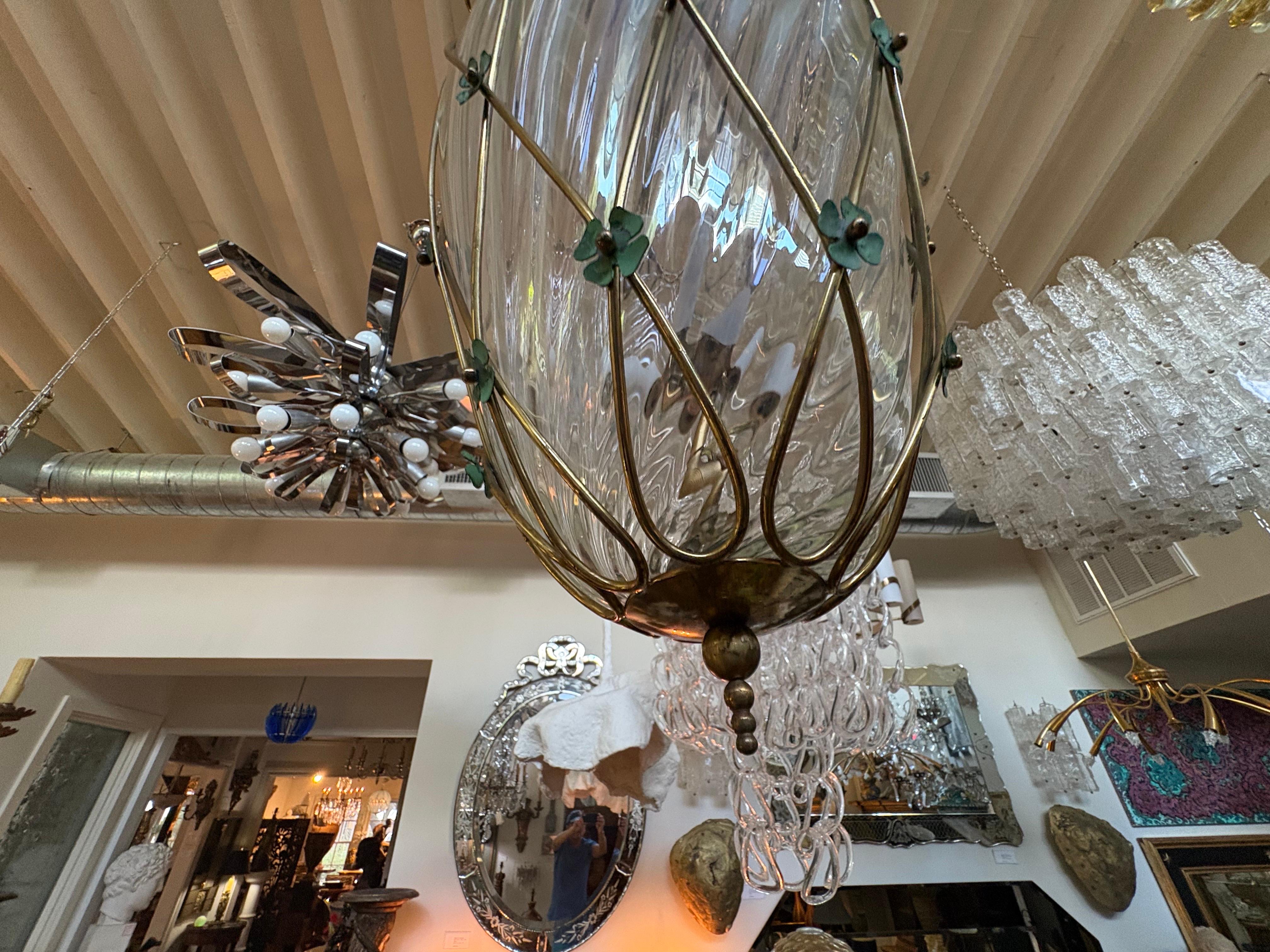 Lanterne moderne italienne en bronze et verre d'après Pietro Chiesa en vente 1