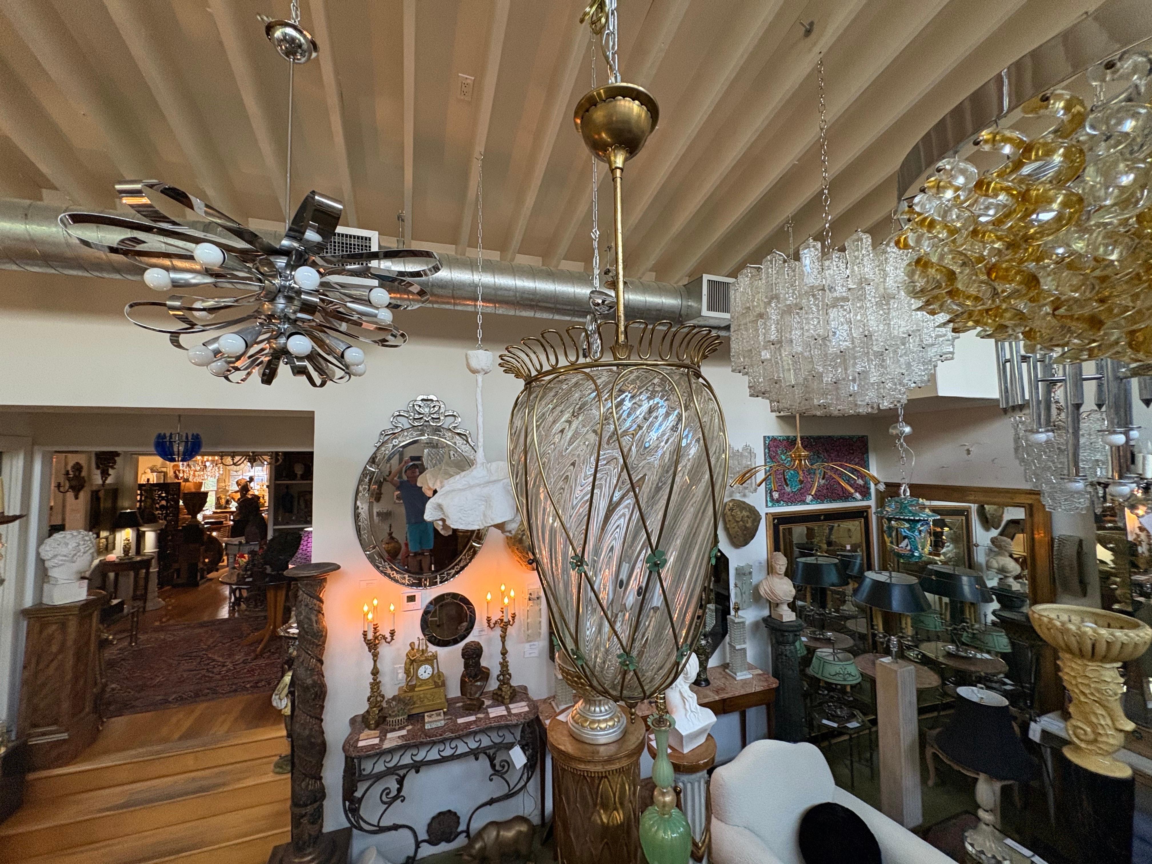 Lanterne moderne italienne en bronze et verre d'après Pietro Chiesa en vente 3