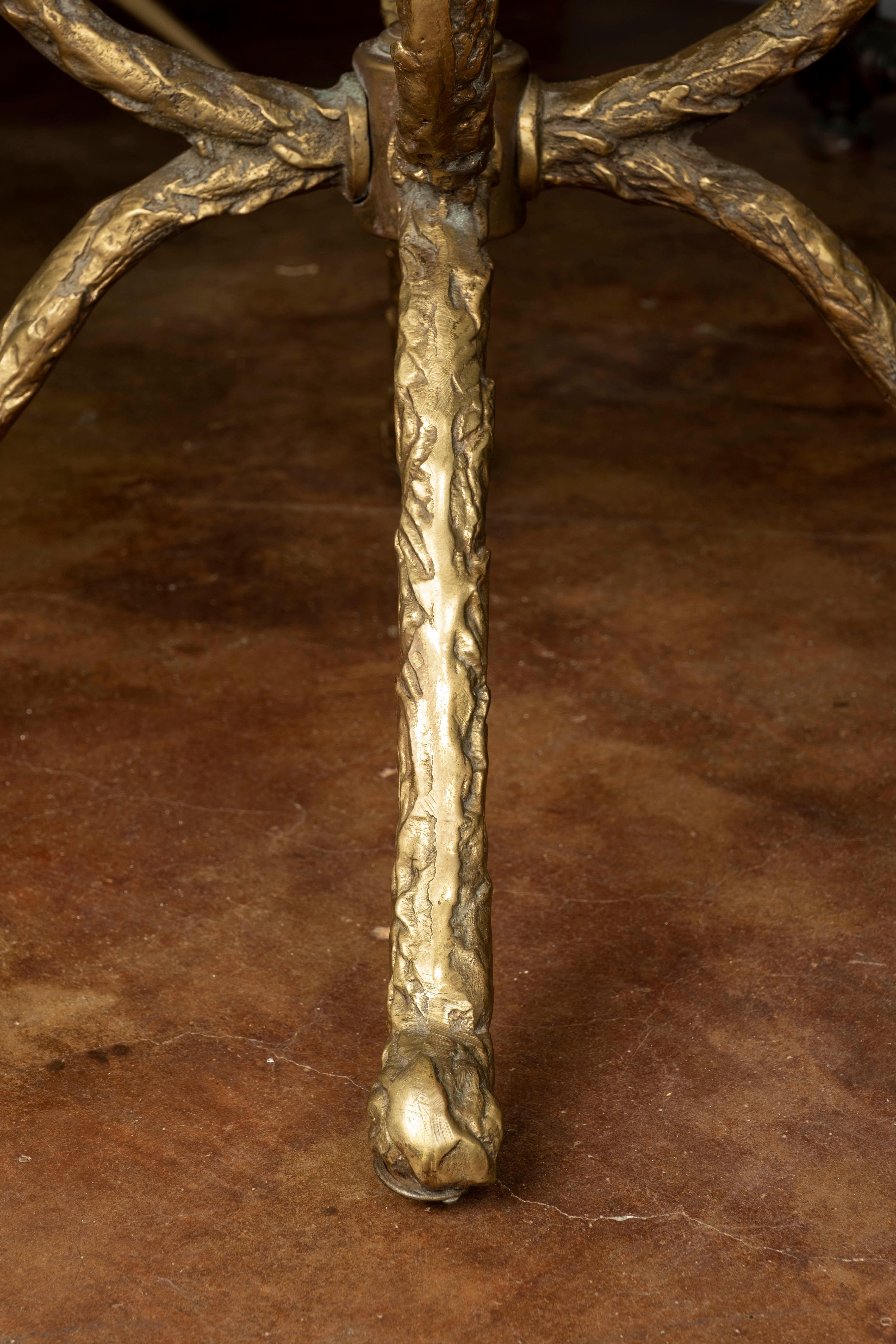 Italian Modern Bronze and Travertine Center Table Attributed to Romeo Rega In Good Condition In Houston, TX