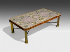 Italian Modern, Bronze, Burlwood, Monumental Coffee Table, Italy, 1940s