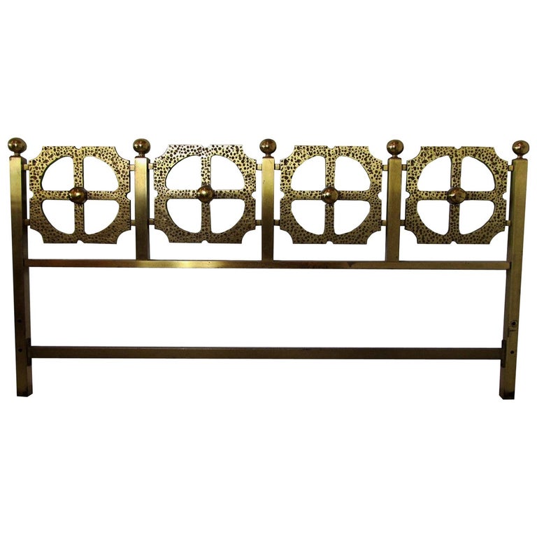 Italian Modern Bronze HandHammered Queen Headboard, Luciano Frigerio