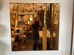 Italian Modern Bronze Mirror With Circular Design