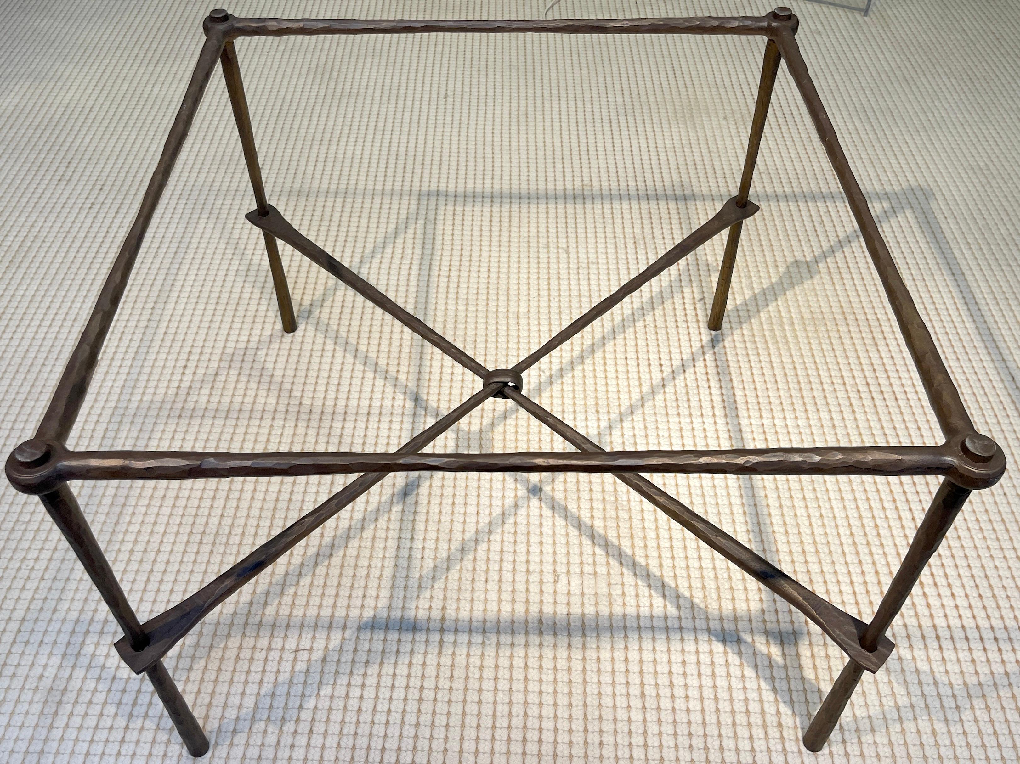 Italian Modern Bronzed Forged Iron  & Marble Square Table 3