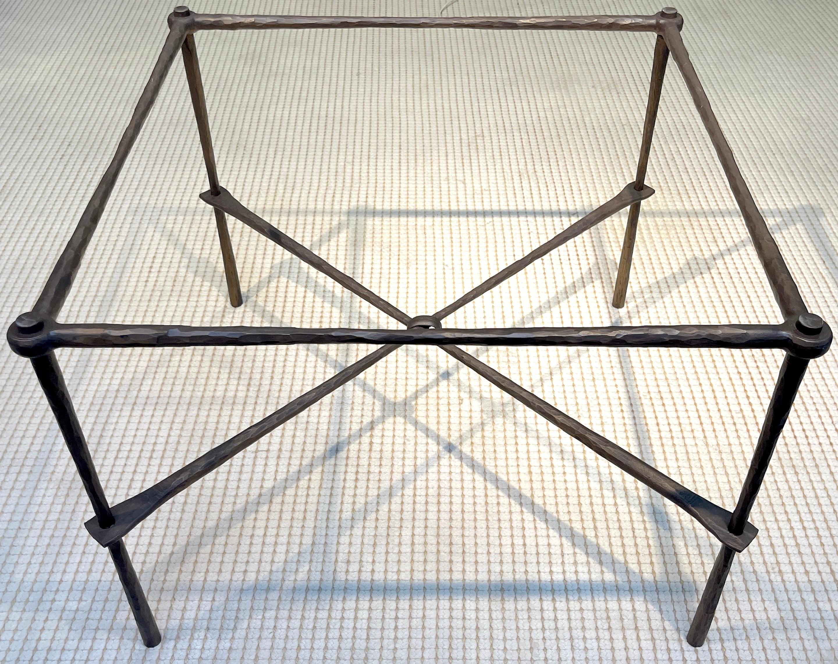 Italian Modern Bronzed Forged Iron  & Marble Square Table 4