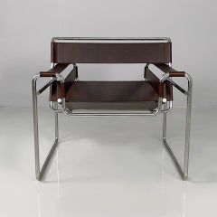 Italian modern brown armchairs Wassily by Marcel Breuer for Gavina, 1960s