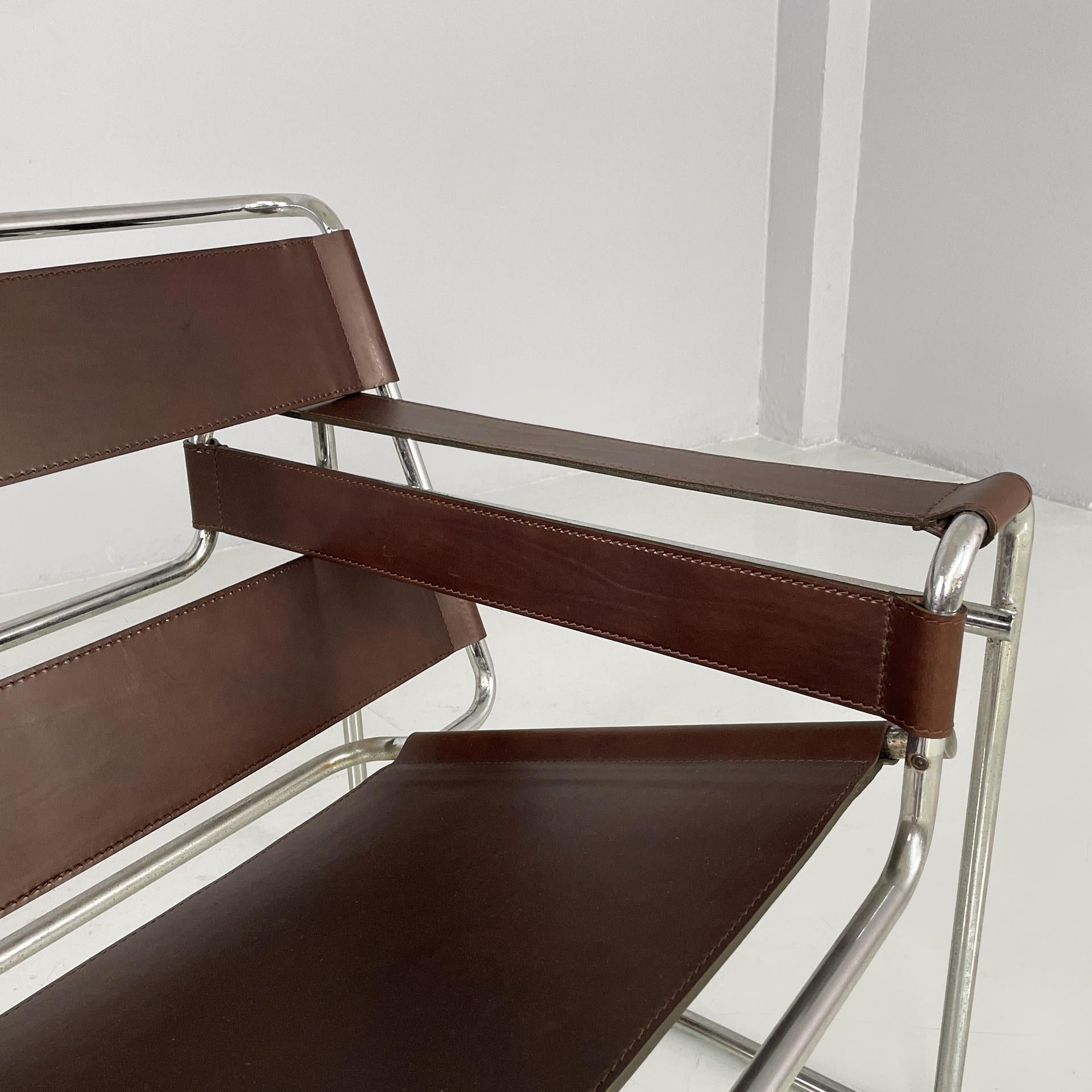Sillones modernos italianos de color marrón Wassily de Marcel Breuer para Gavina, años 60 en venta 1