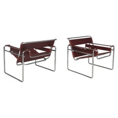 Italian modern brown armchairs Wassily by Marcel Breuer for Gavina, 1960s