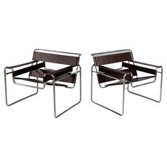 Italian modern brown armchairs Wassily by Marcel Breuer for Gavina, 1960s