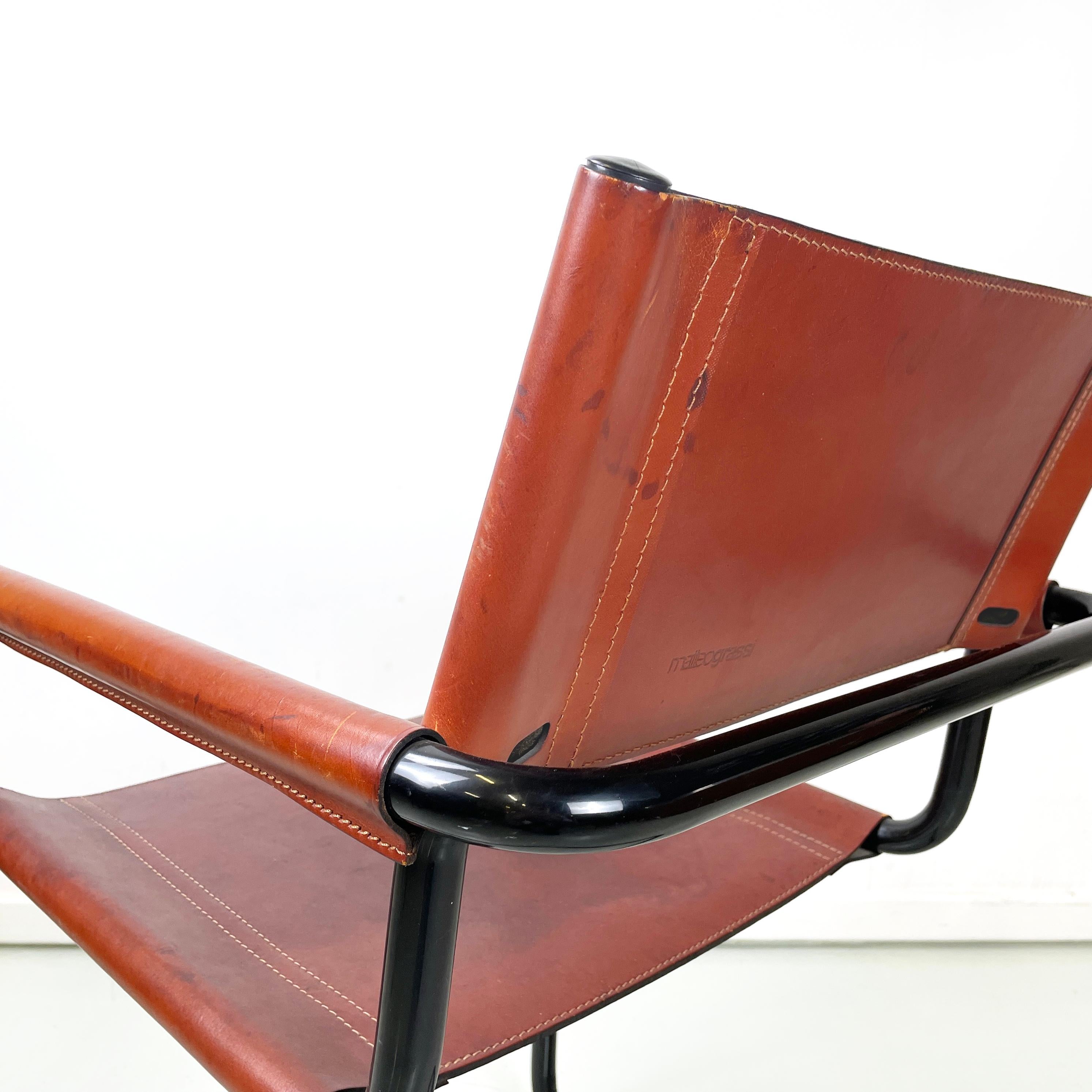 Italian modern Brown dining chair MG5 by Breuer and Stam for Matteo Grassi 1970s For Sale 7