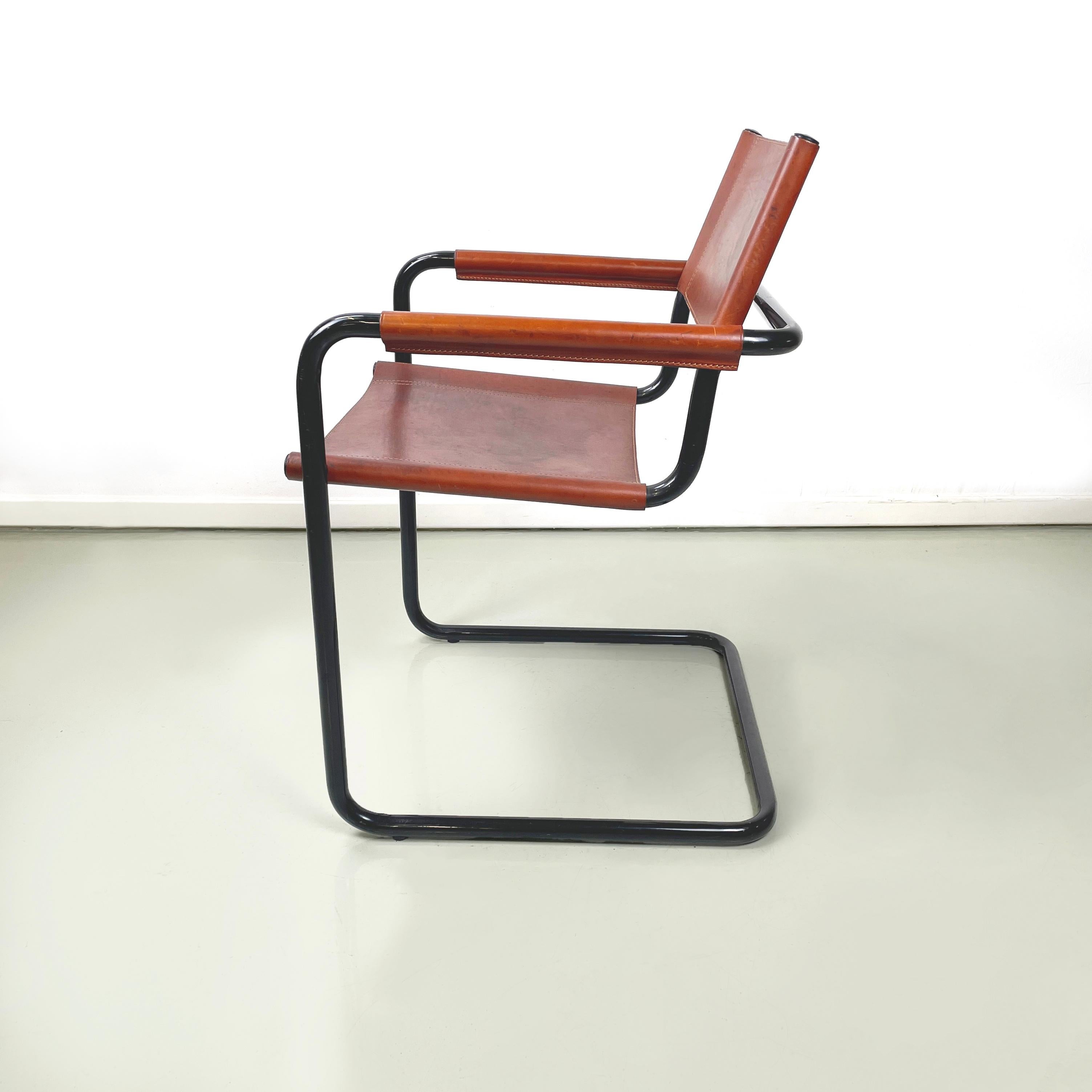 Late 20th Century Italian modern Brown dining chair MG5 by Breuer and Stam for Matteo Grassi 1970s For Sale