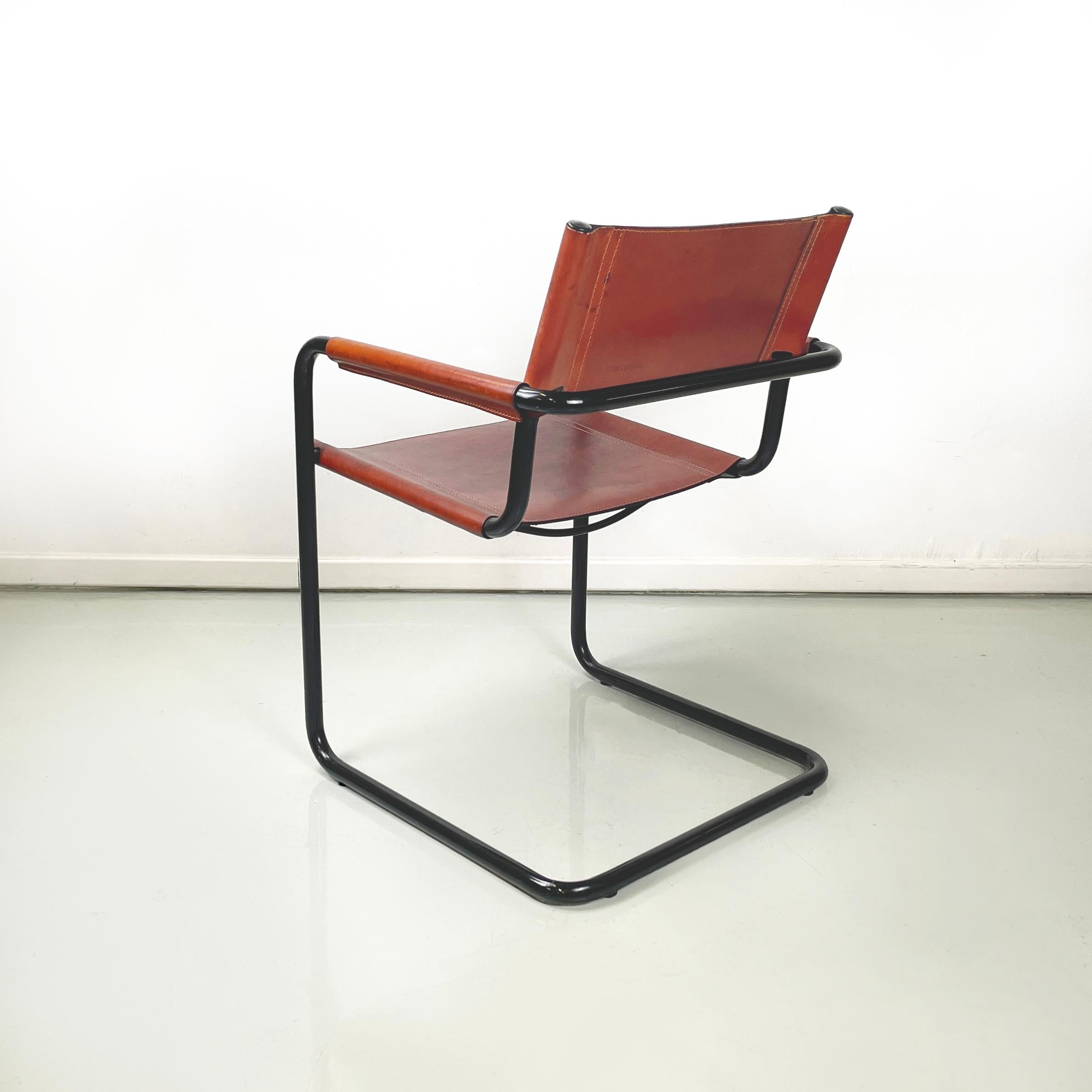 Metal Italian modern Brown dining chair MG5 by Breuer and Stam for Matteo Grassi 1970s For Sale