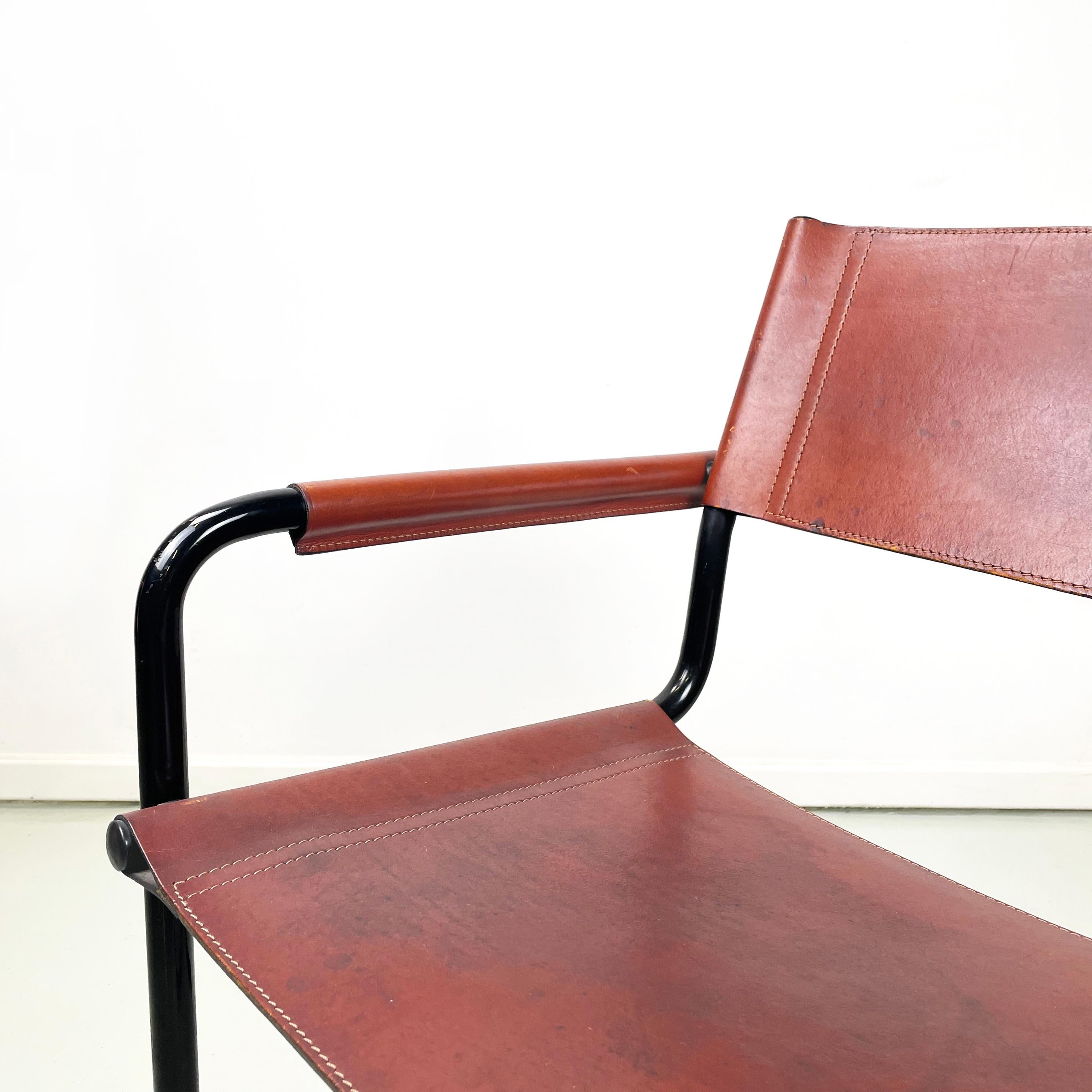 Italian modern Brown dining chair MG5 by Breuer and Stam for Matteo Grassi 1970s For Sale 2