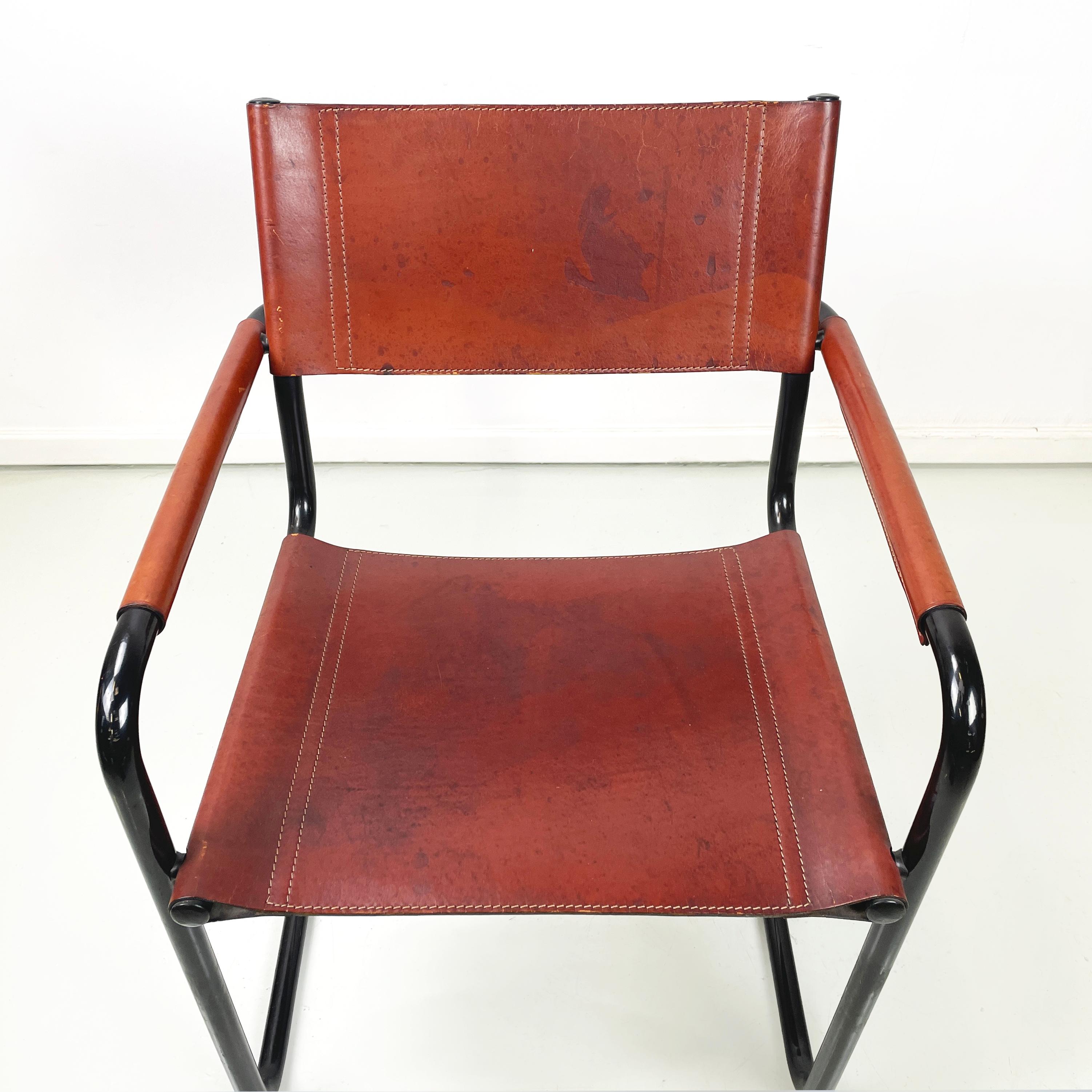Italian modern Brown dining chair MG5 by Breuer and Stam for Matteo Grassi 1970s For Sale 3
