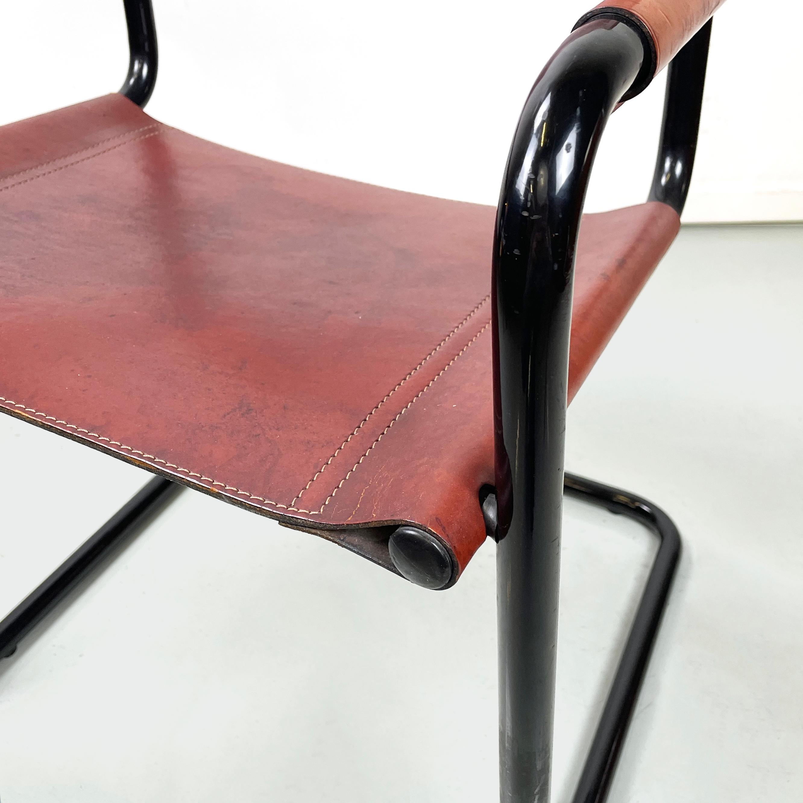 Italian modern Brown dining chair MG5 by Breuer and Stam for Matteo Grassi 1970s For Sale 4