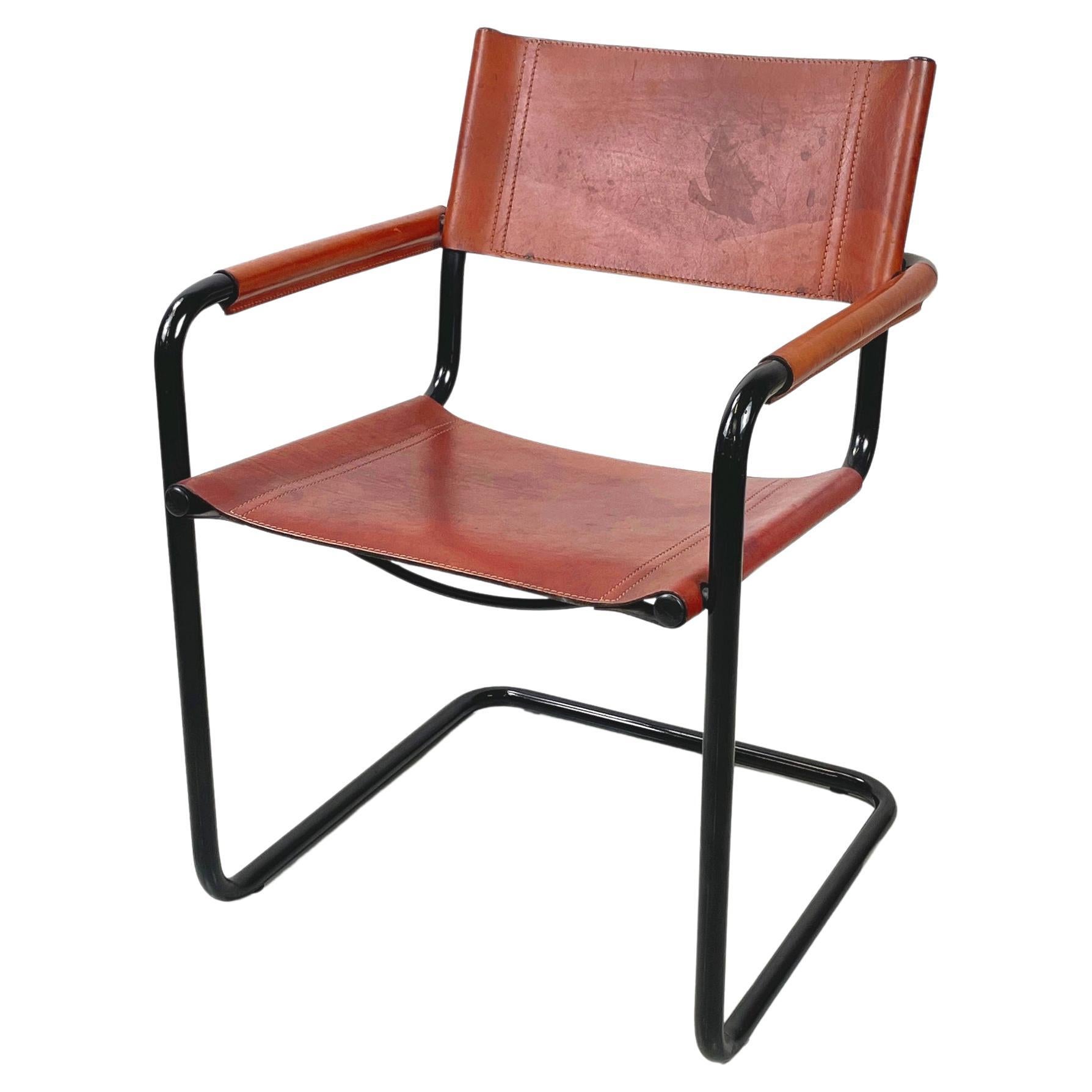 Italian modern Brown dining chair MG5 by Breuer and Stam for Matteo Grassi 1970s For Sale
