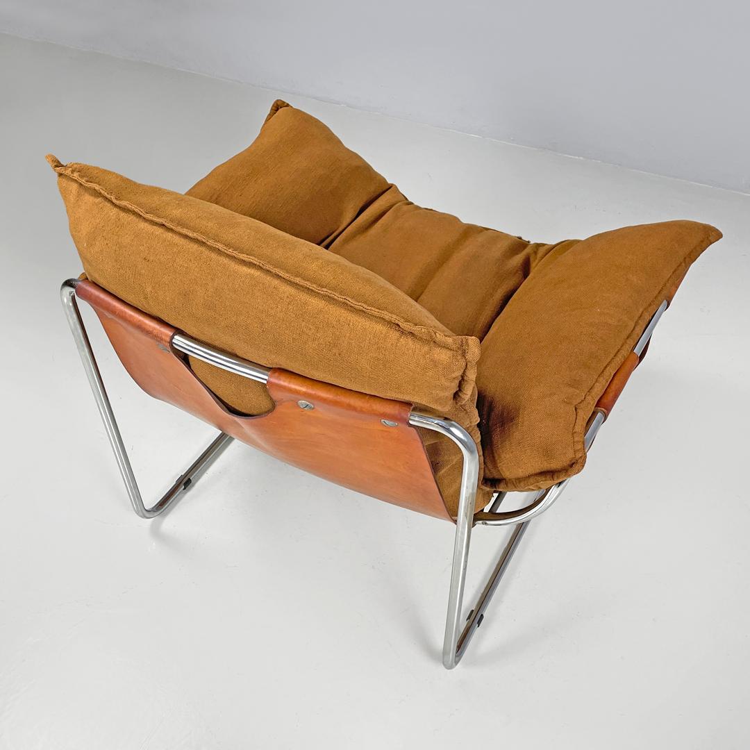 Sillón moderno italiano de tela marrón Compor S 72 de Gero para Mussi, años 70 Metal en venta