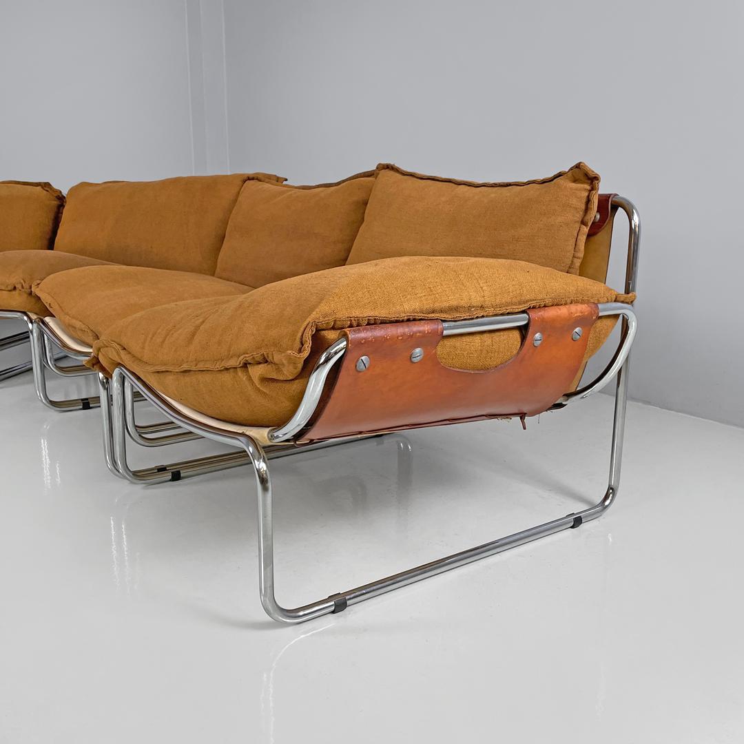 Sofá modular italiano moderno de tela marrón Compor S 72 de Gero para Mussi, años 70 en venta 9