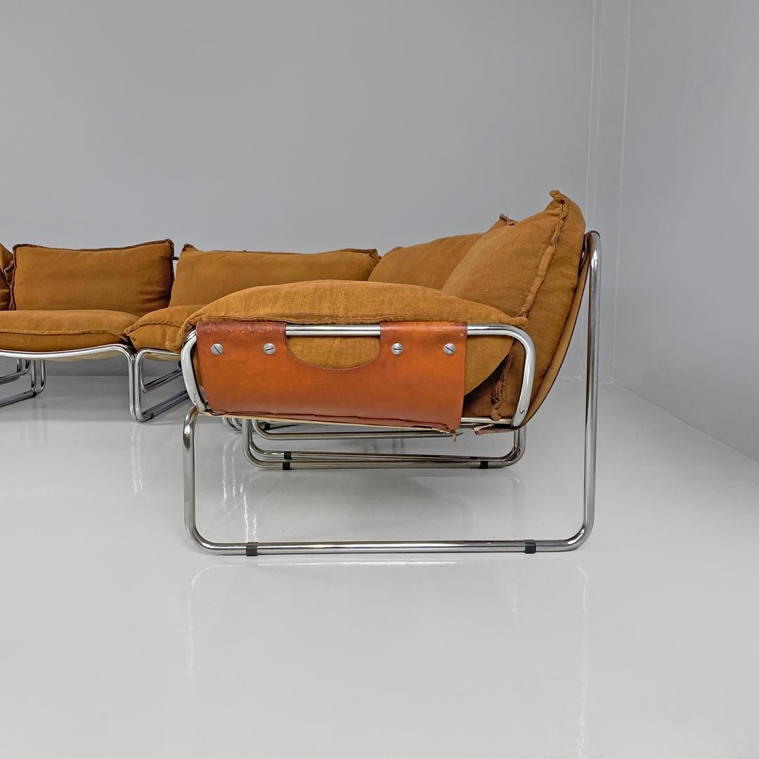 Sofá modular italiano moderno de tela marrón Compor S 72 de Gero para Mussi, años 70 en venta 1
