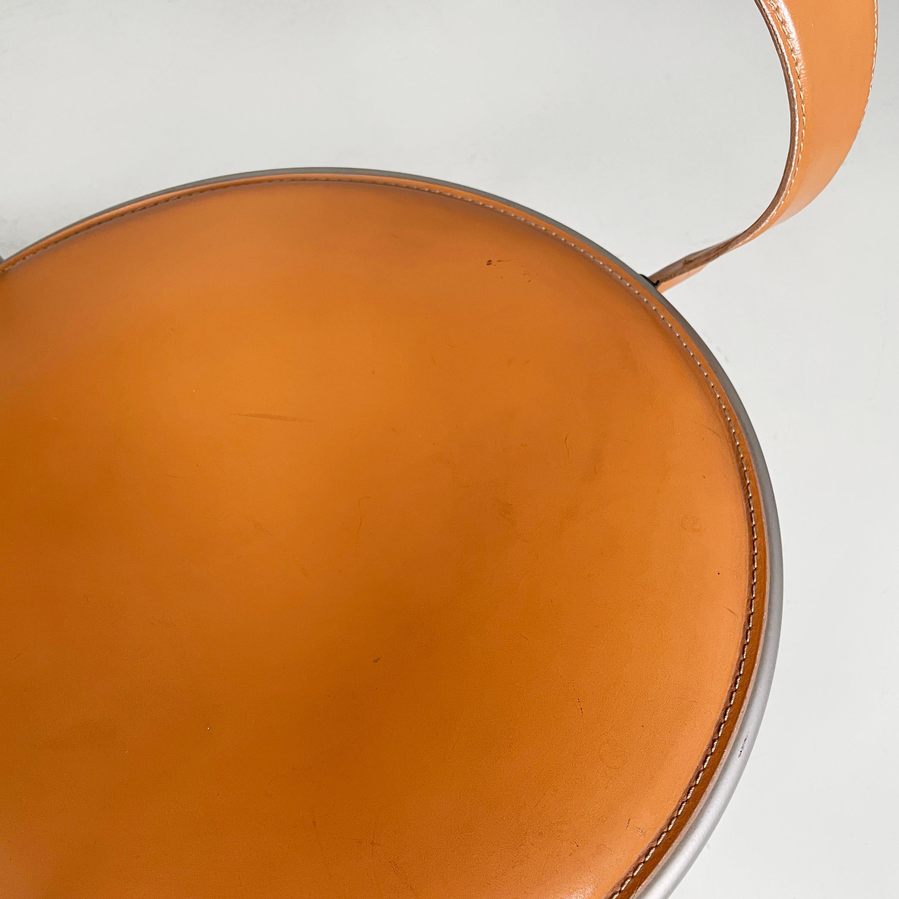 Sedie moderne italiane in pelle marrone e metallo di Calligaris, anni '70 in vendita 4