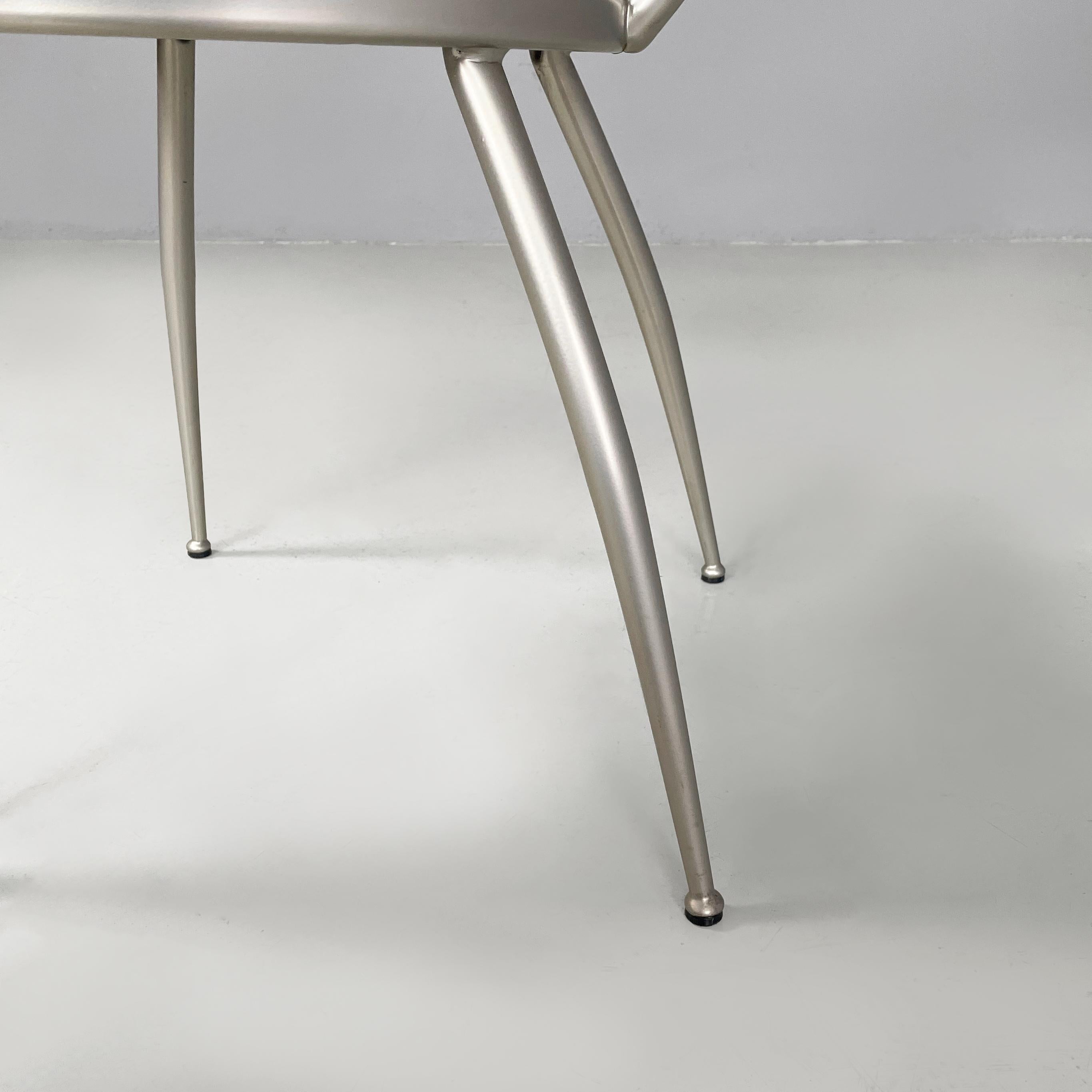 Sedie moderne italiane in pelle marrone e metallo di Calligaris, anni '70 in vendita 10