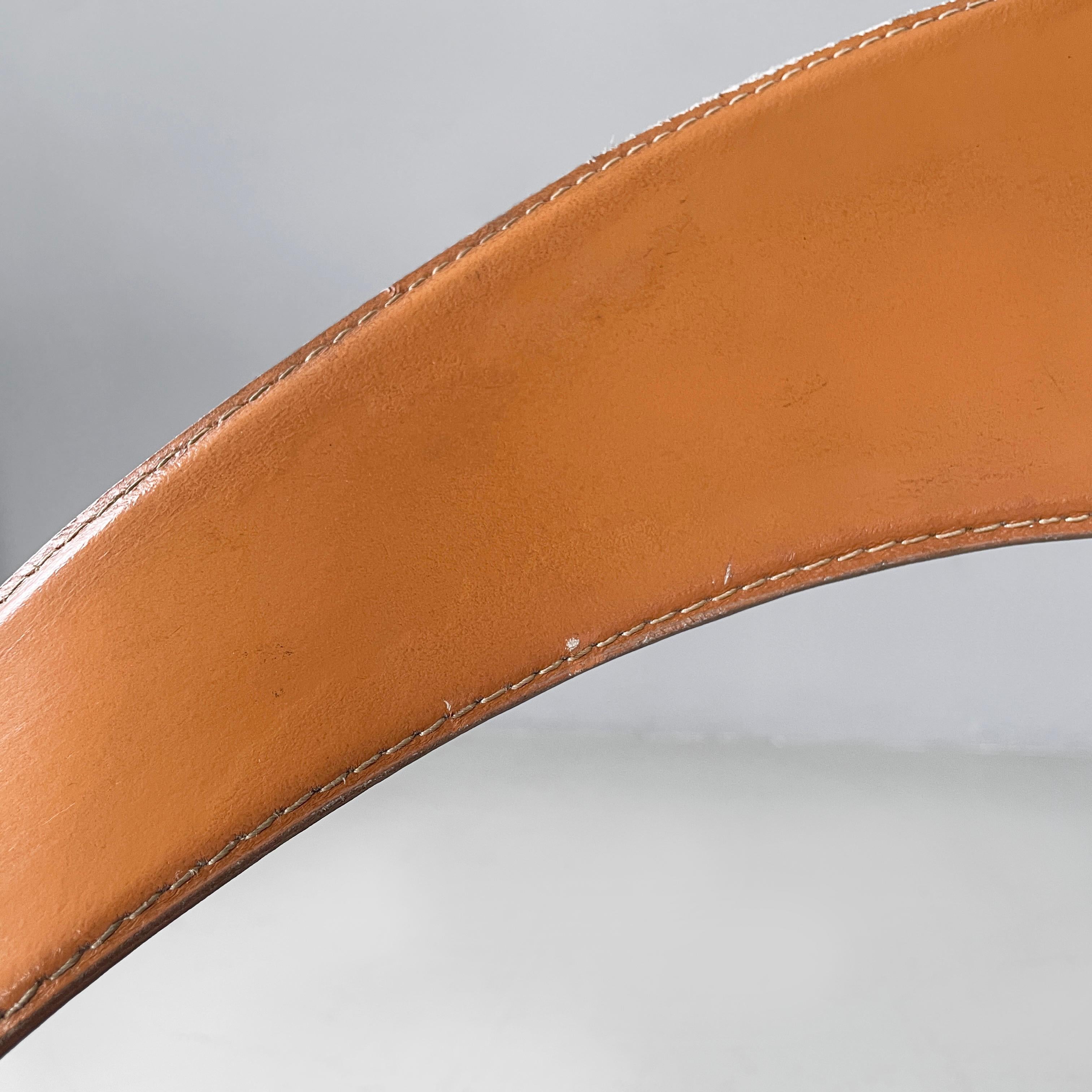 Sedie moderne italiane in pelle marrone e metallo di Calligaris, anni '70 in vendita 1
