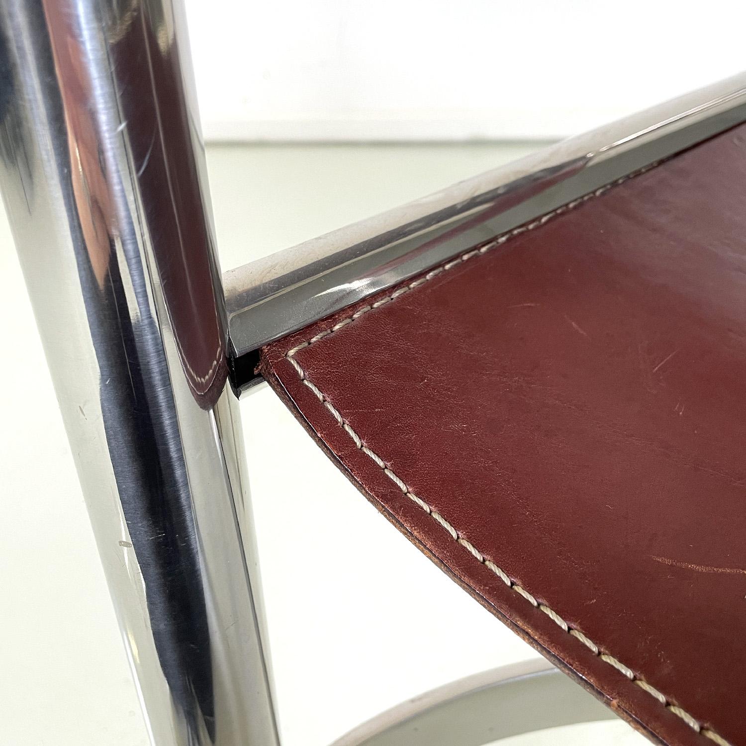 Italienische moderne Stühle aus braunem Leder und Metall von Dada Industrial Design, 1970er Jahre im Angebot 7