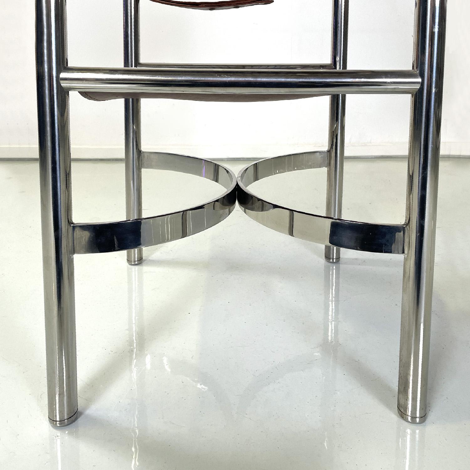 Italienische moderne Stühle aus braunem Leder und Metall von Dada Industrial Design, 1970er Jahre im Angebot 11