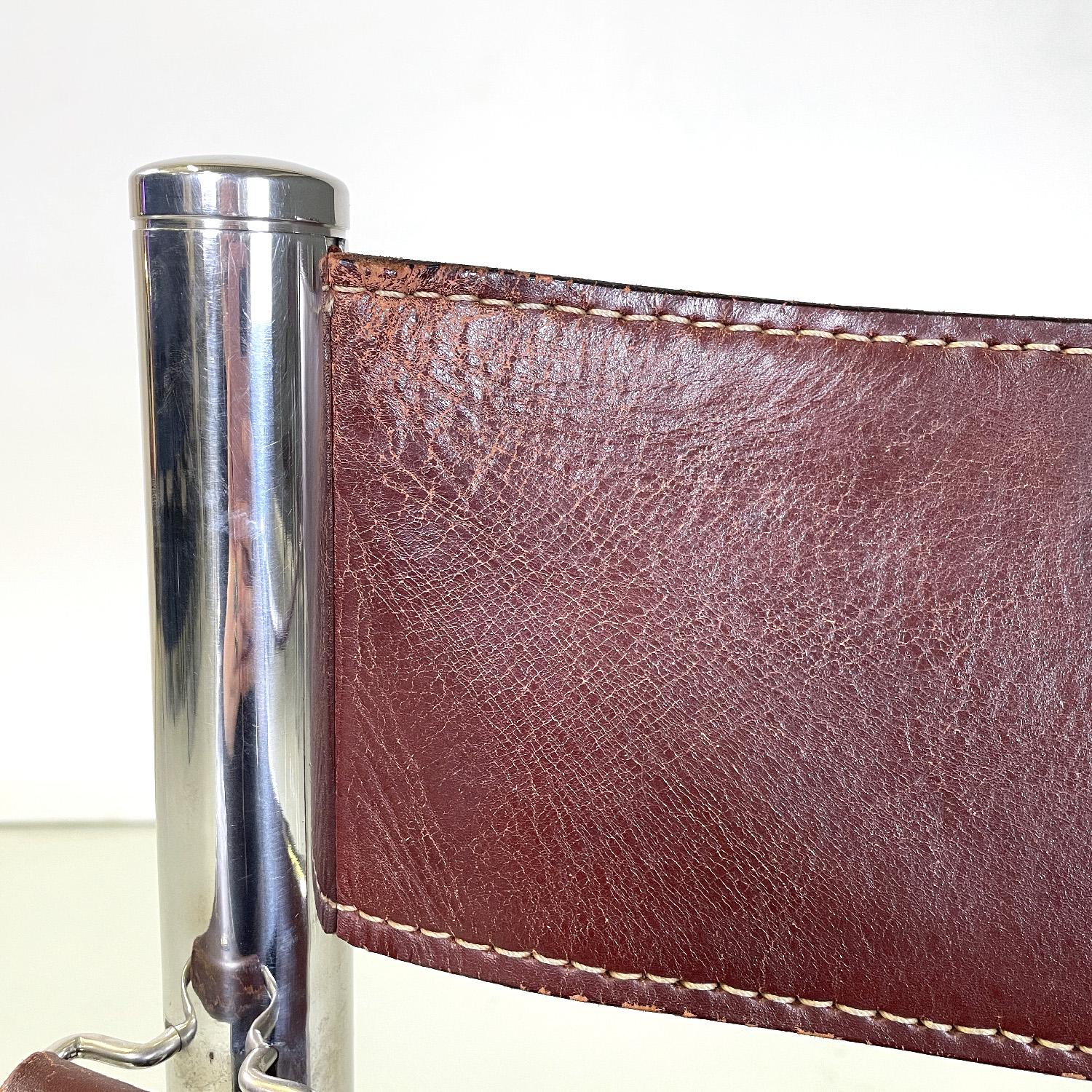 Italienische moderne Stühle aus braunem Leder und Metall von Dada Industrial Design, 1970er Jahre im Angebot 4