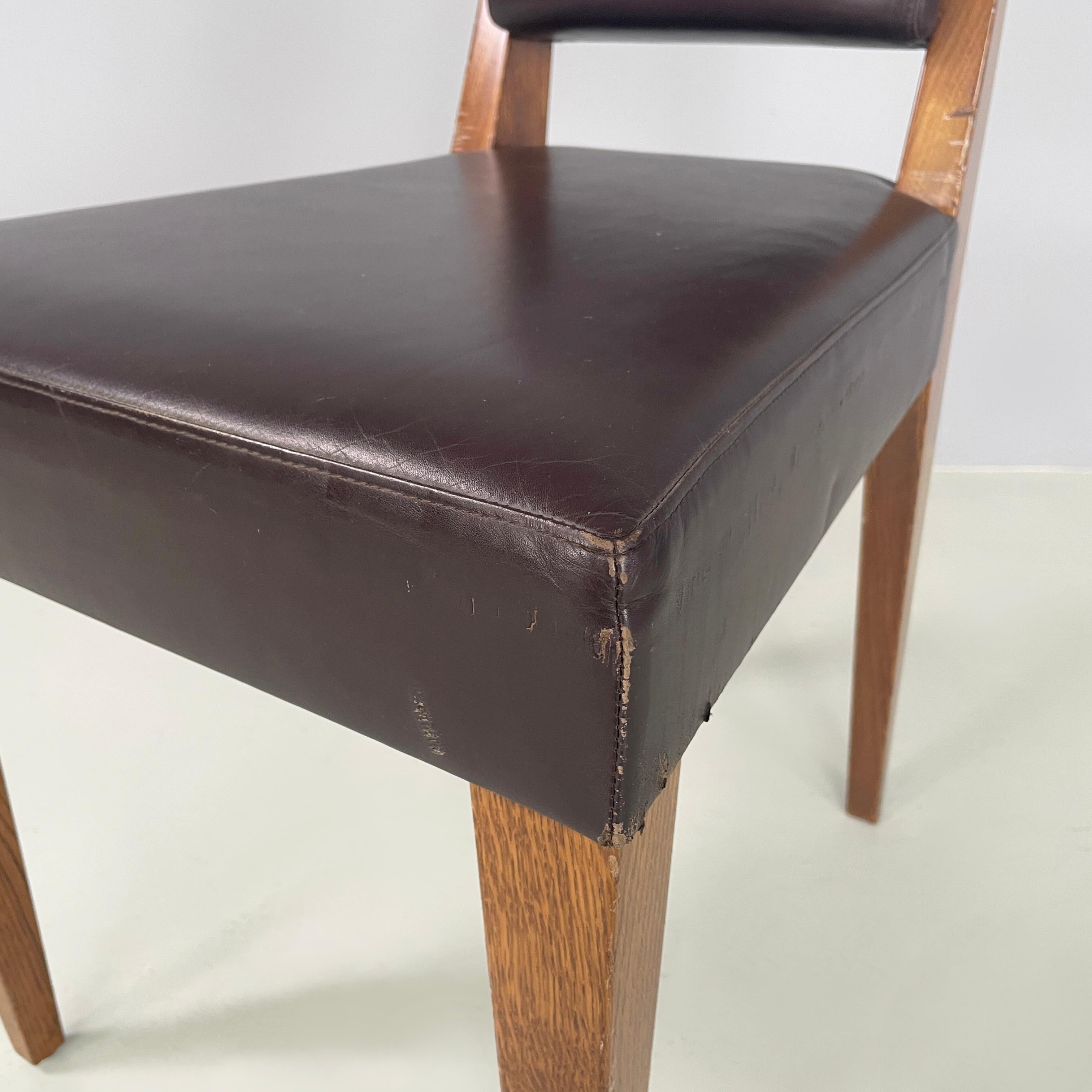 Italian modern Brown leather and wood chair by B&B, 1980s For Sale 4