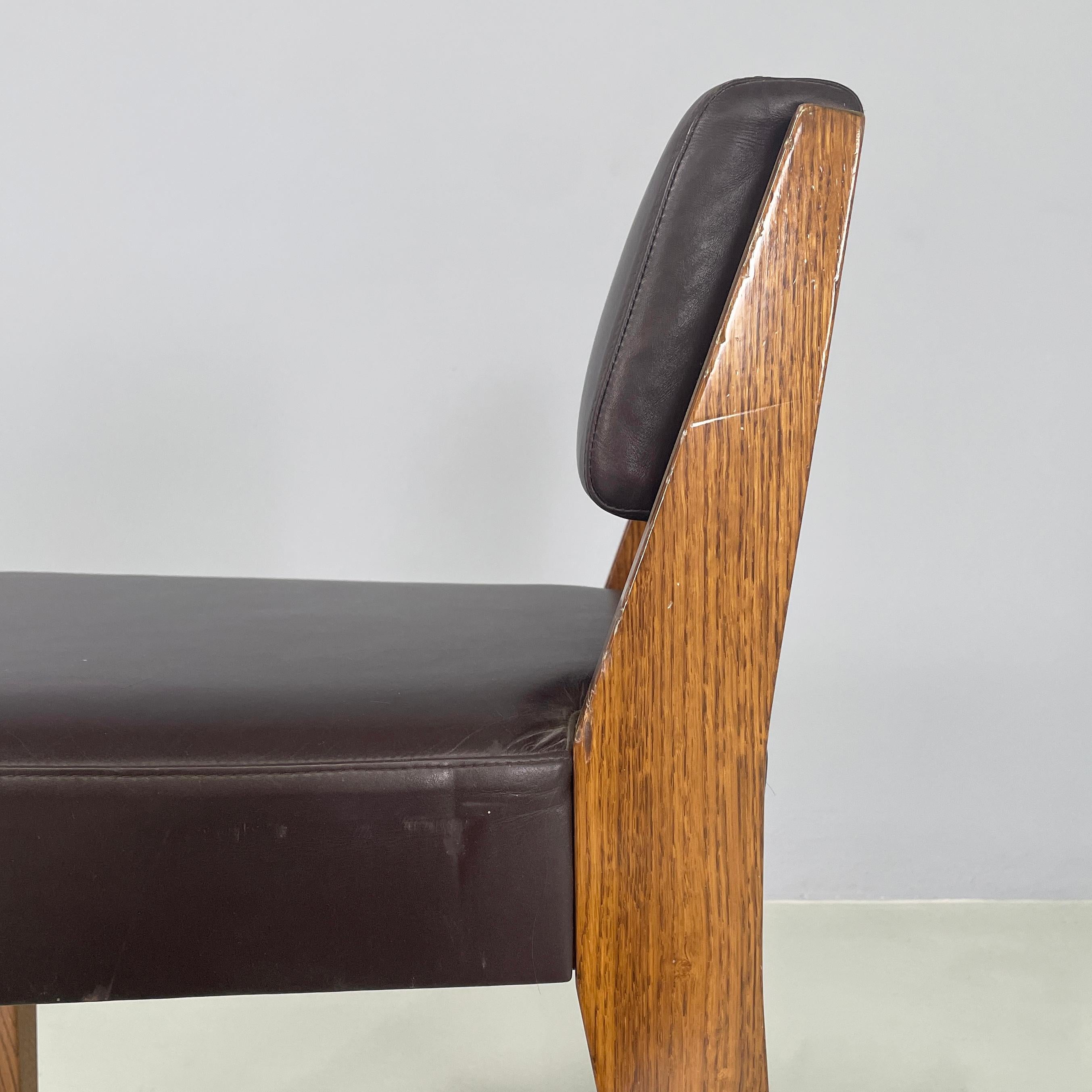 Italian modern Brown leather and wood chair by B&B, 1980s For Sale 7