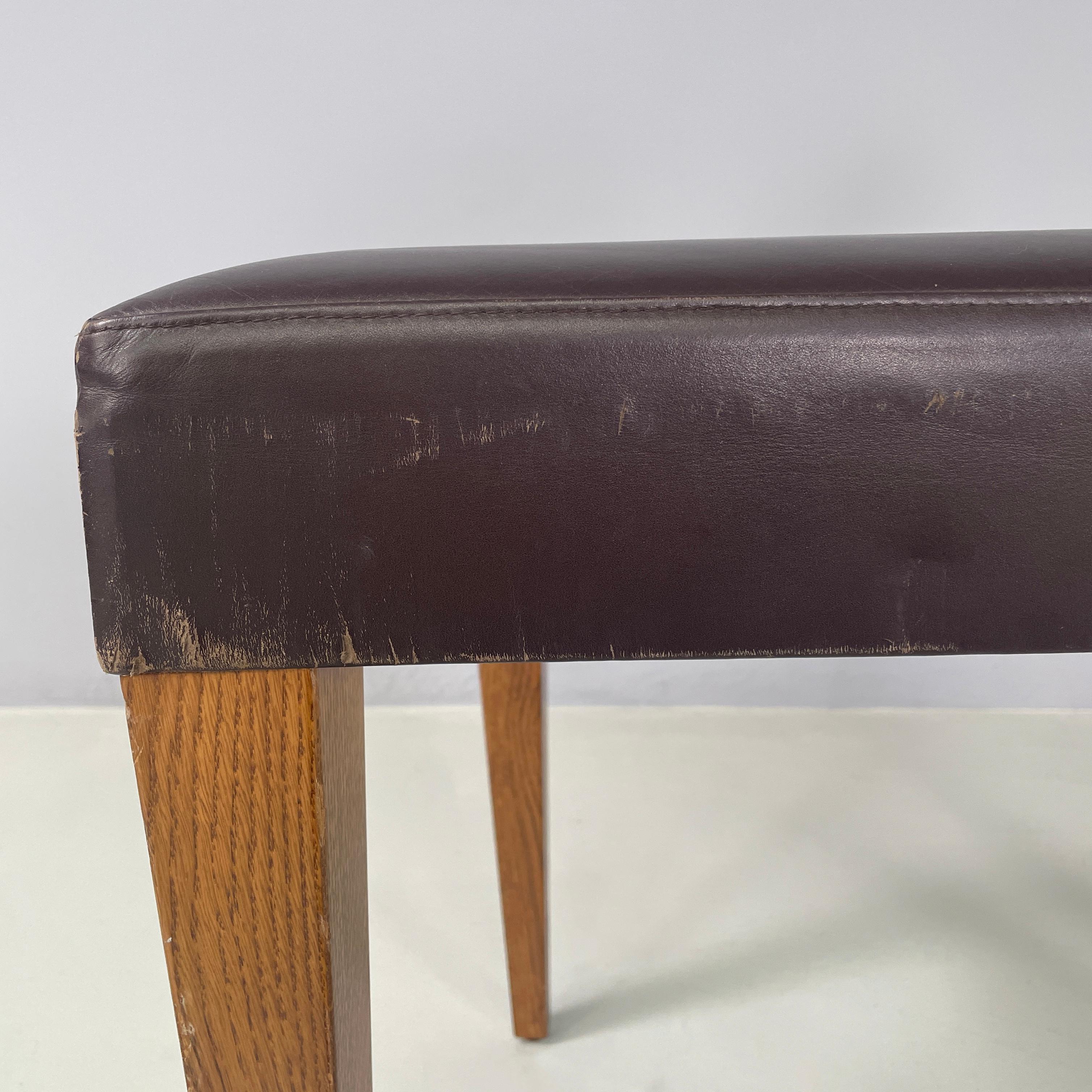 Italian modern Brown leather and wood chair by B&B, 1980s For Sale 9