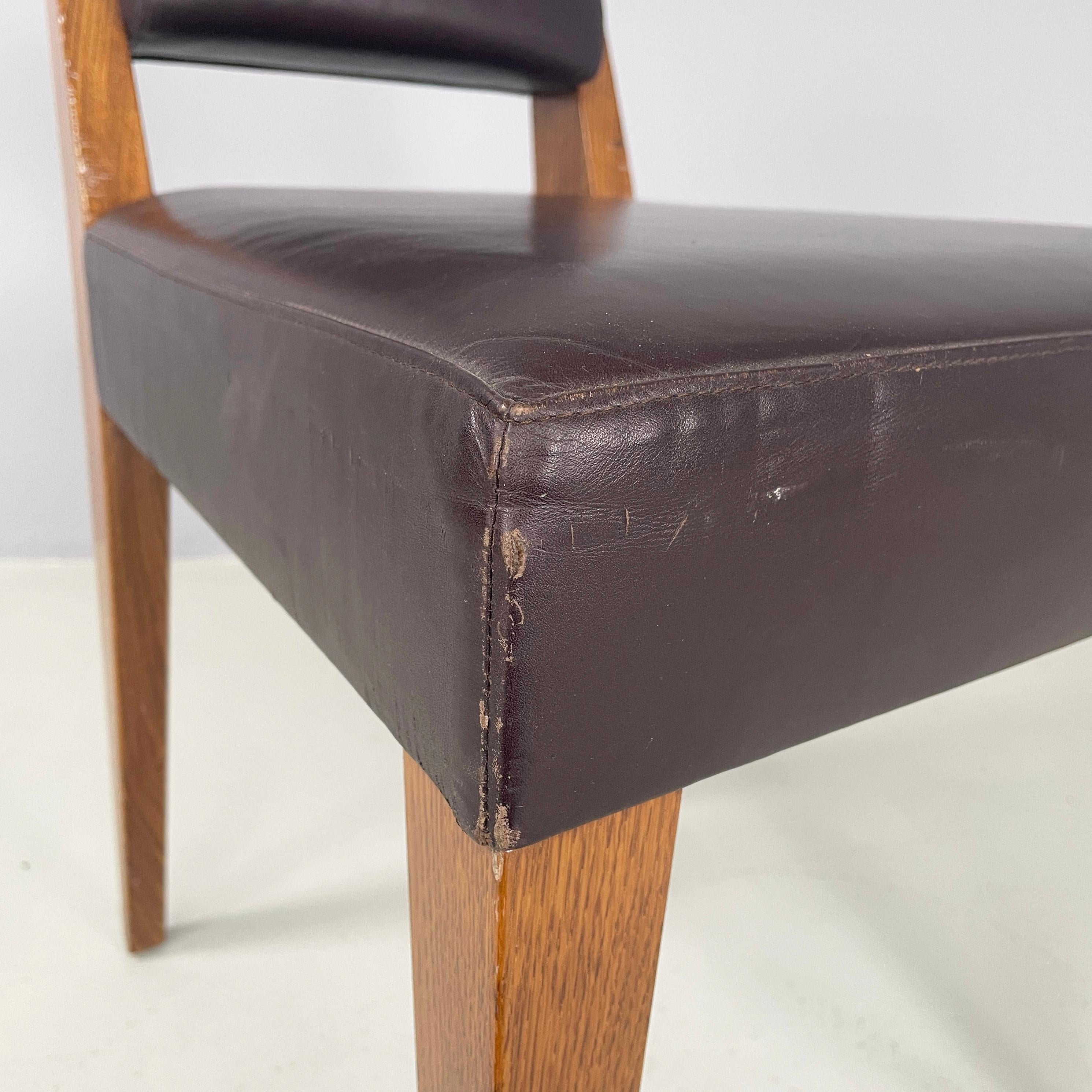 Italian modern Brown leather and wood chair by B&B, 1980s For Sale 3
