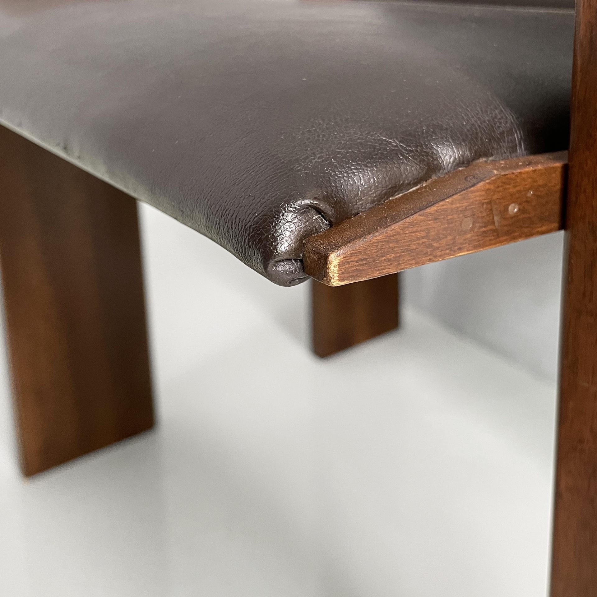 Moderne italienische Stühle aus braunem Leder und Holz von Marco Zanuso für Poggi, 1970er Jahre im Angebot 6