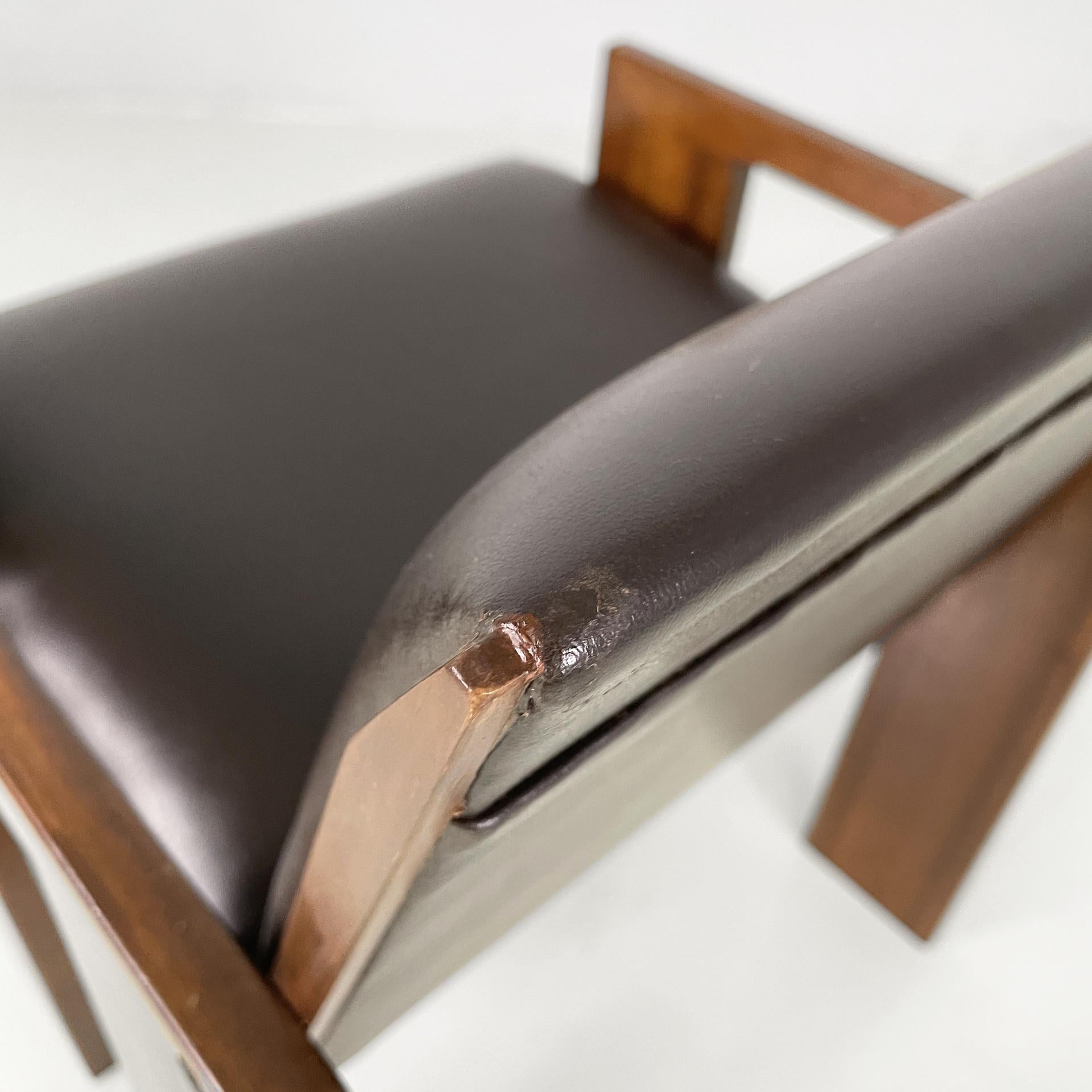 Moderne italienische Stühle aus braunem Leder und Holz von Marco Zanuso für Poggi, 1970er Jahre im Angebot 8