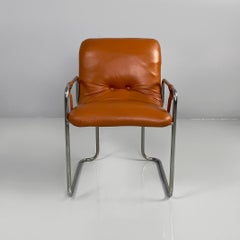 Italian modern brown leather chair by Guido Faleschini, 1970s