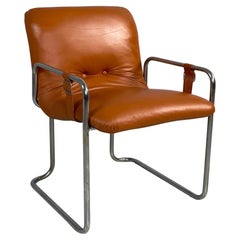 Italian modern brown leather chair by Guido Faleschini, 1970s