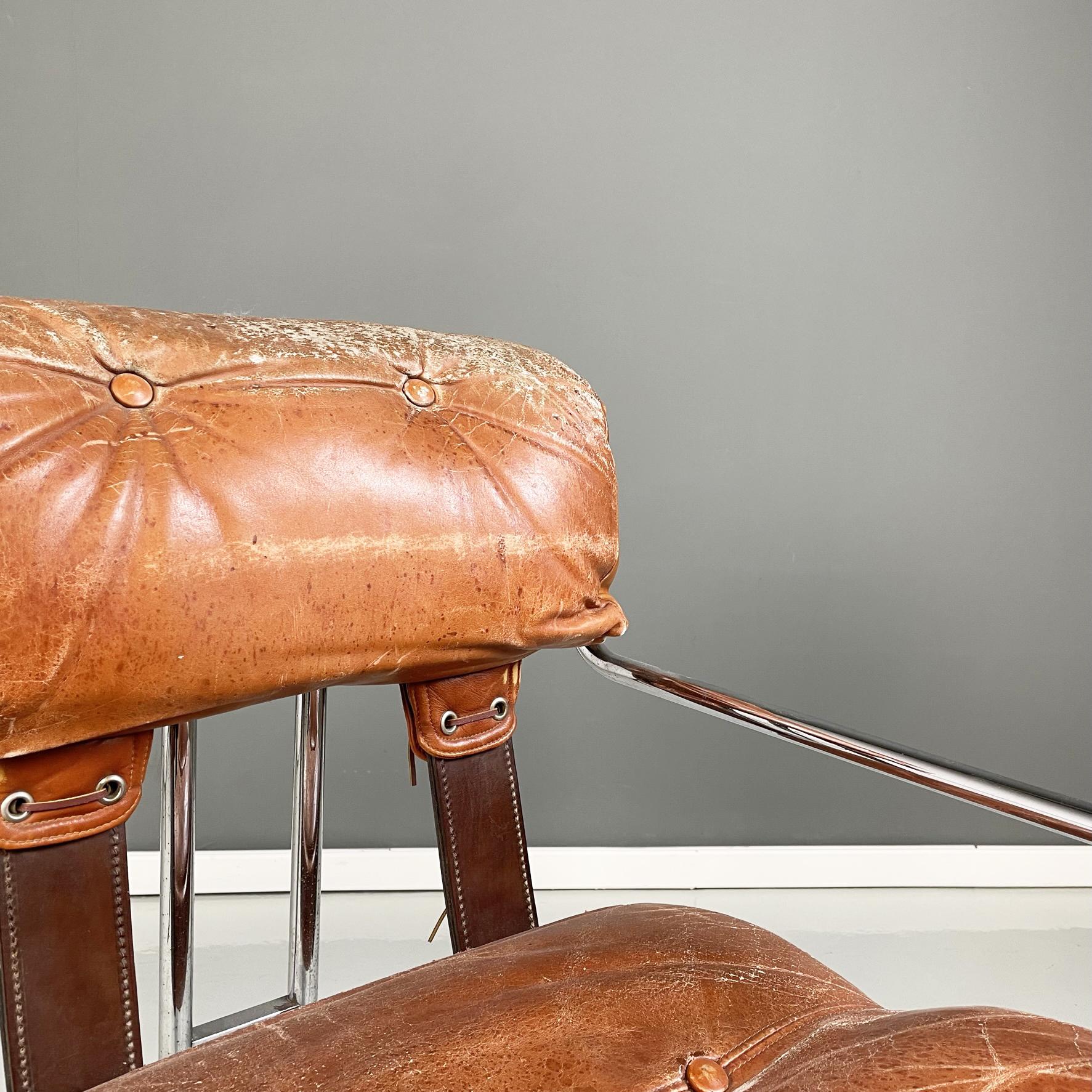 Italian Modern Brown Leather Chair Tucroma by Guido Faleschini 4Mariani, 1970s 1