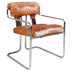 Italian Modern Brown Leather Chair Tucroma by Guido Faleschini 4Mariani, 1970s