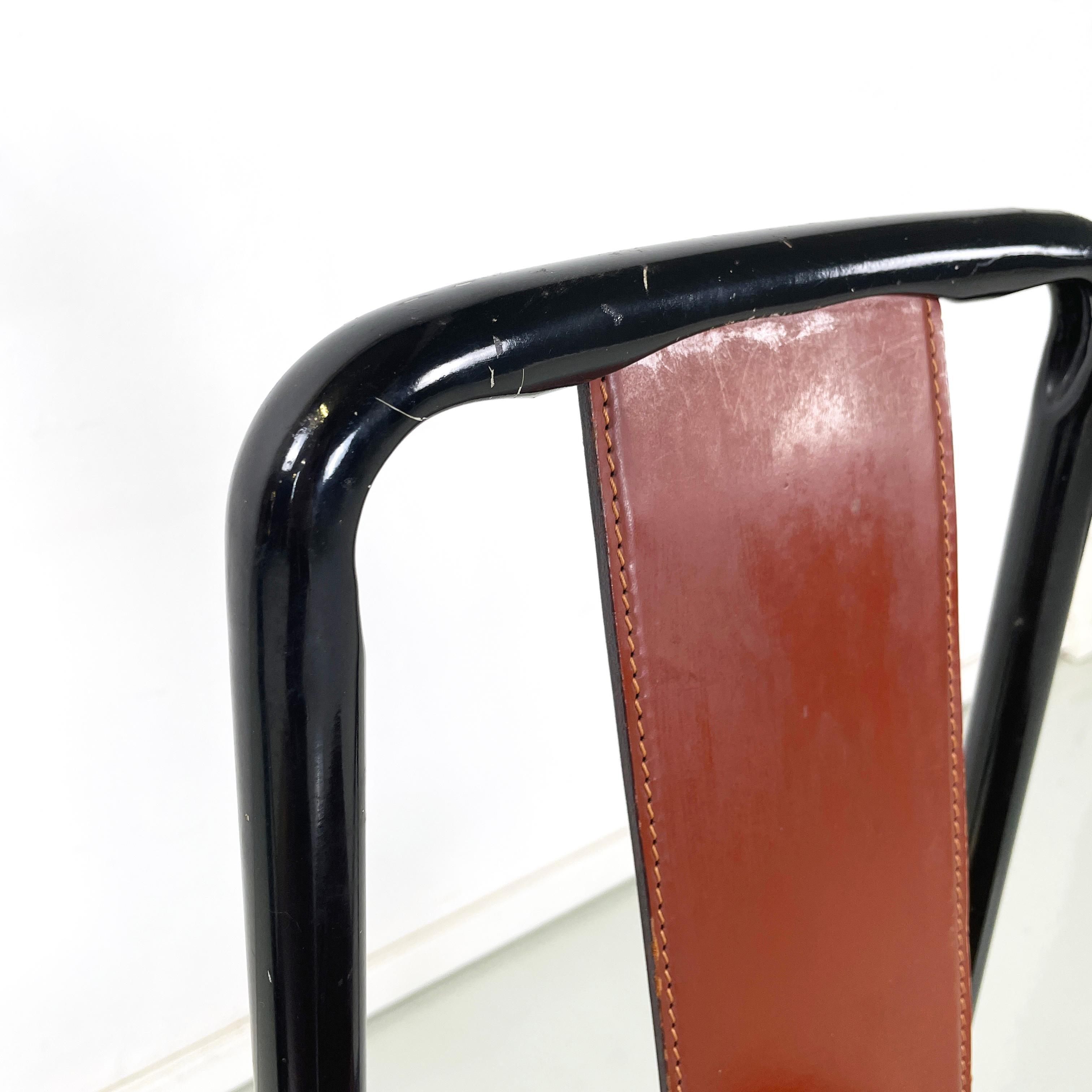 Italian modern Brown leather Chairs Irma by Castiglioni for Zanotta, 1970s For Sale 5