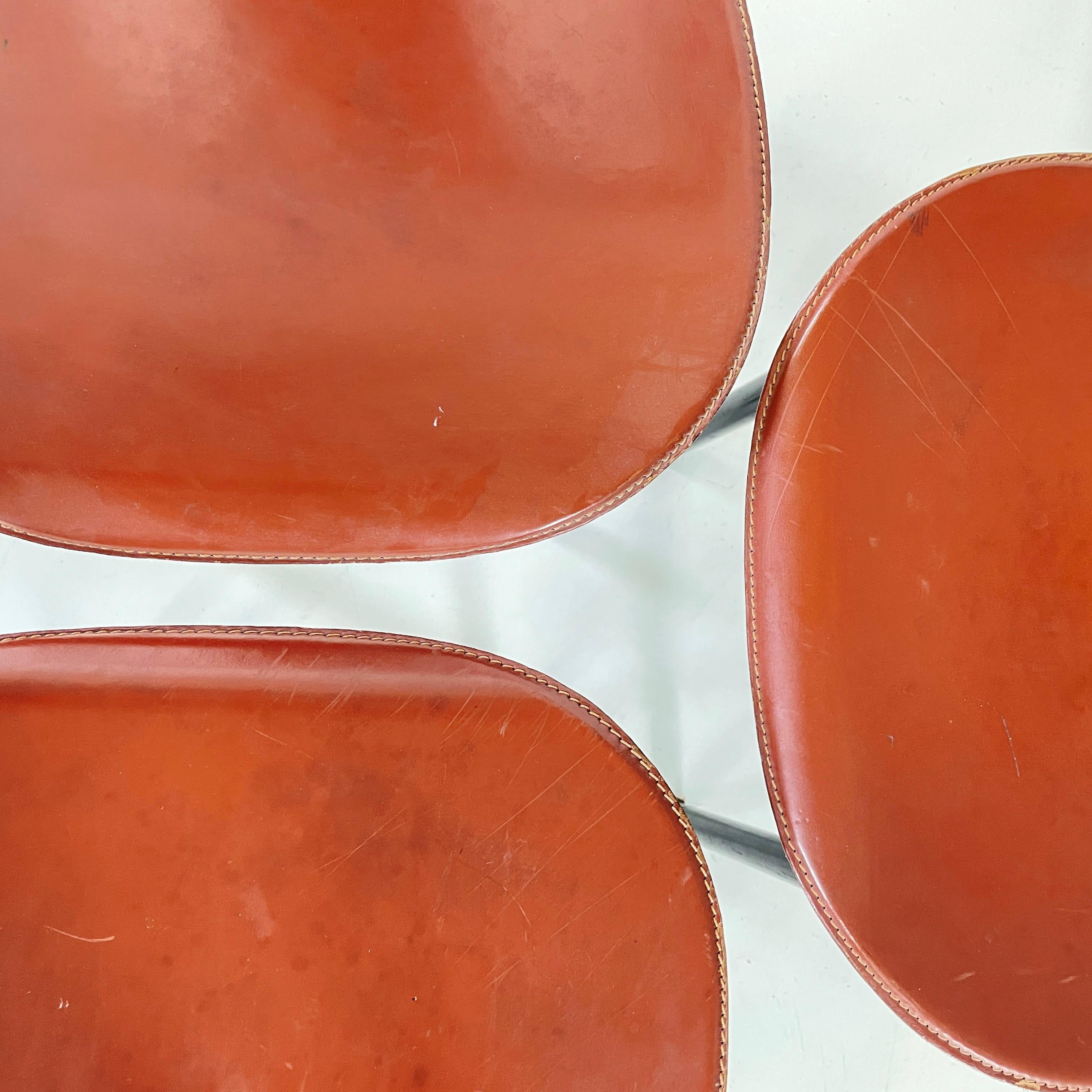 Italian modern Brown leather Chairs Irma by Castiglioni for Zanotta, 1970s For Sale 7