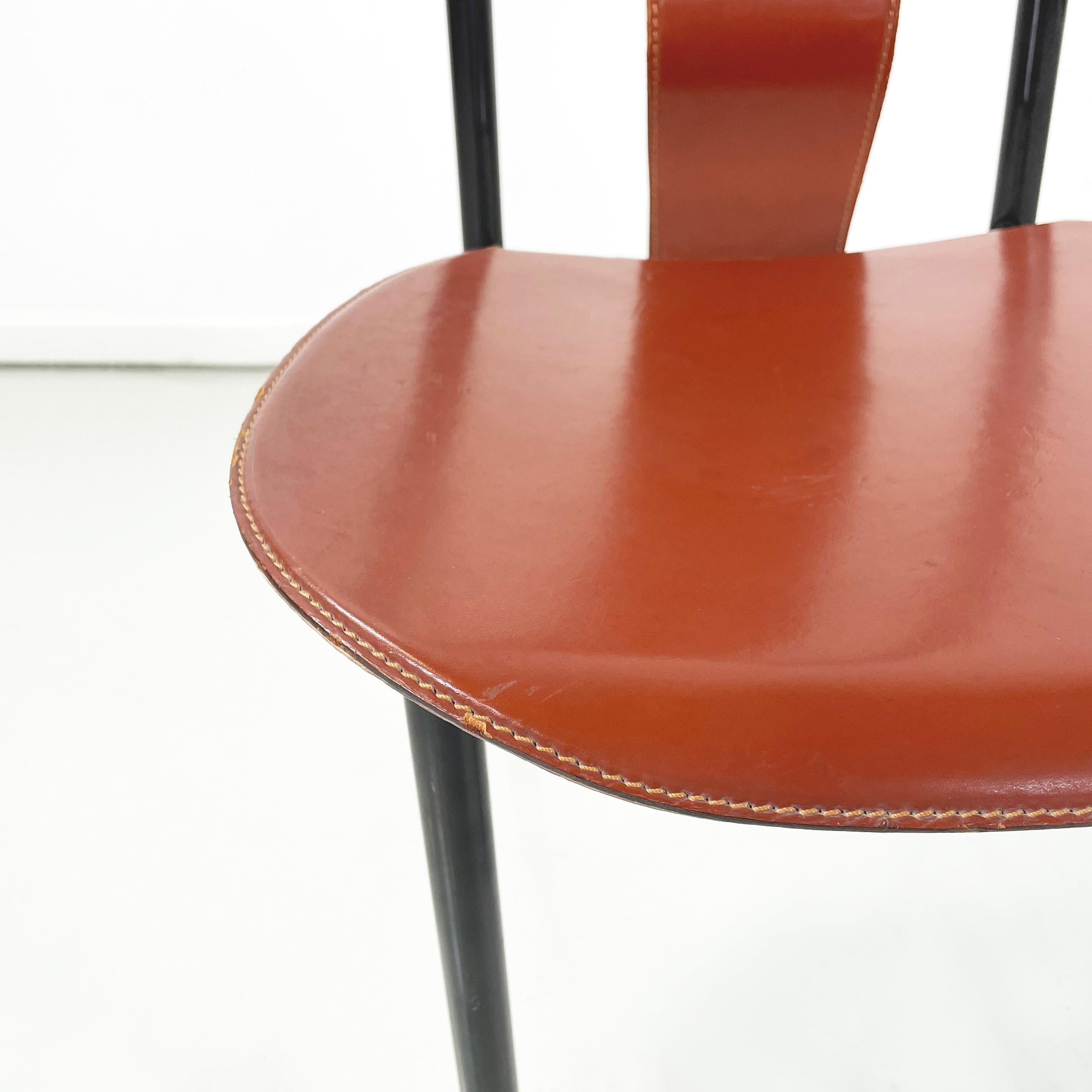 Italian modern Brown leather Chairs Irma by Castiglioni for Zanotta, 1970s For Sale 8