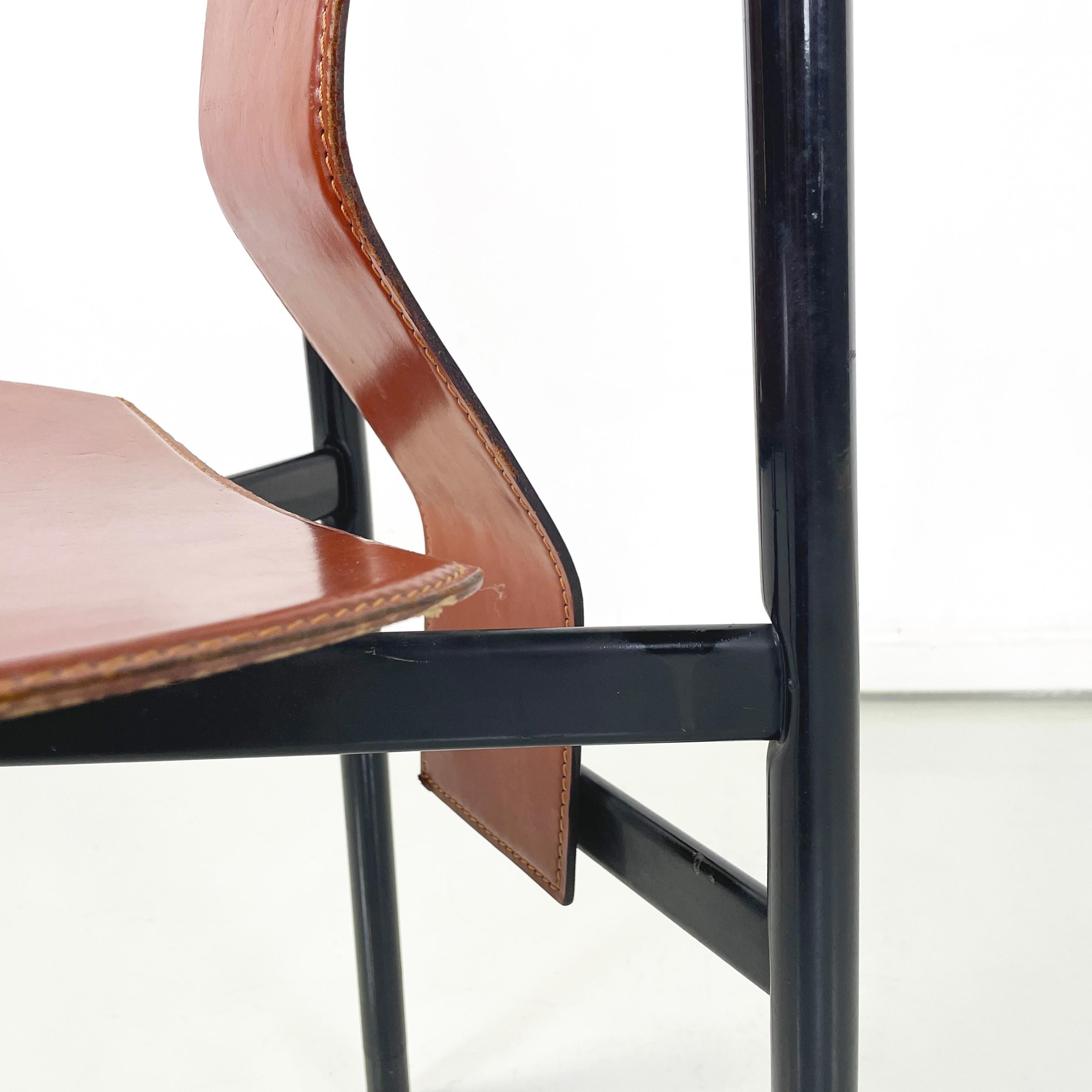 Italian modern Brown leather Chairs Irma by Castiglioni for Zanotta, 1970s For Sale 10