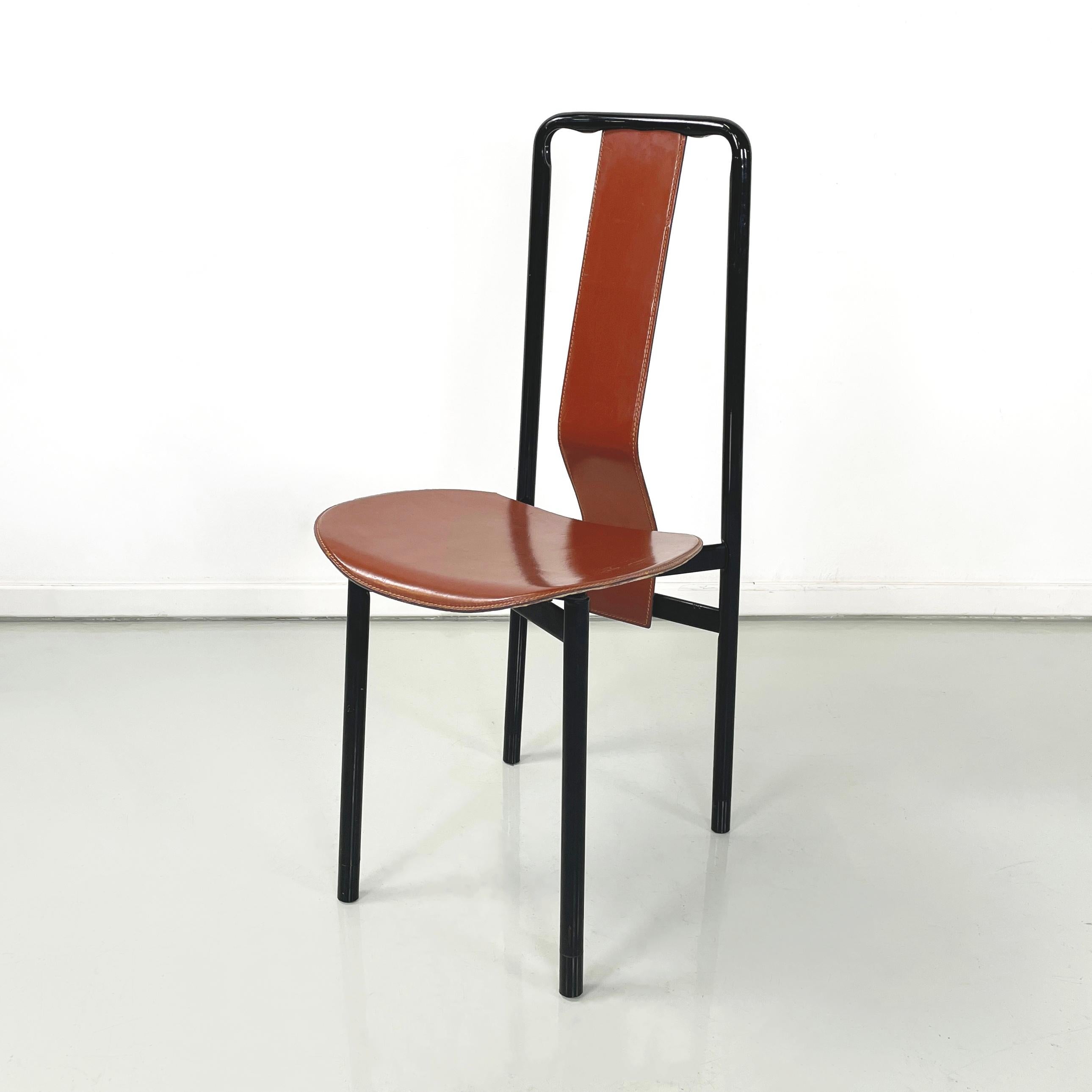 Modern Italian modern Brown leather Chairs Irma by Castiglioni for Zanotta, 1970s For Sale