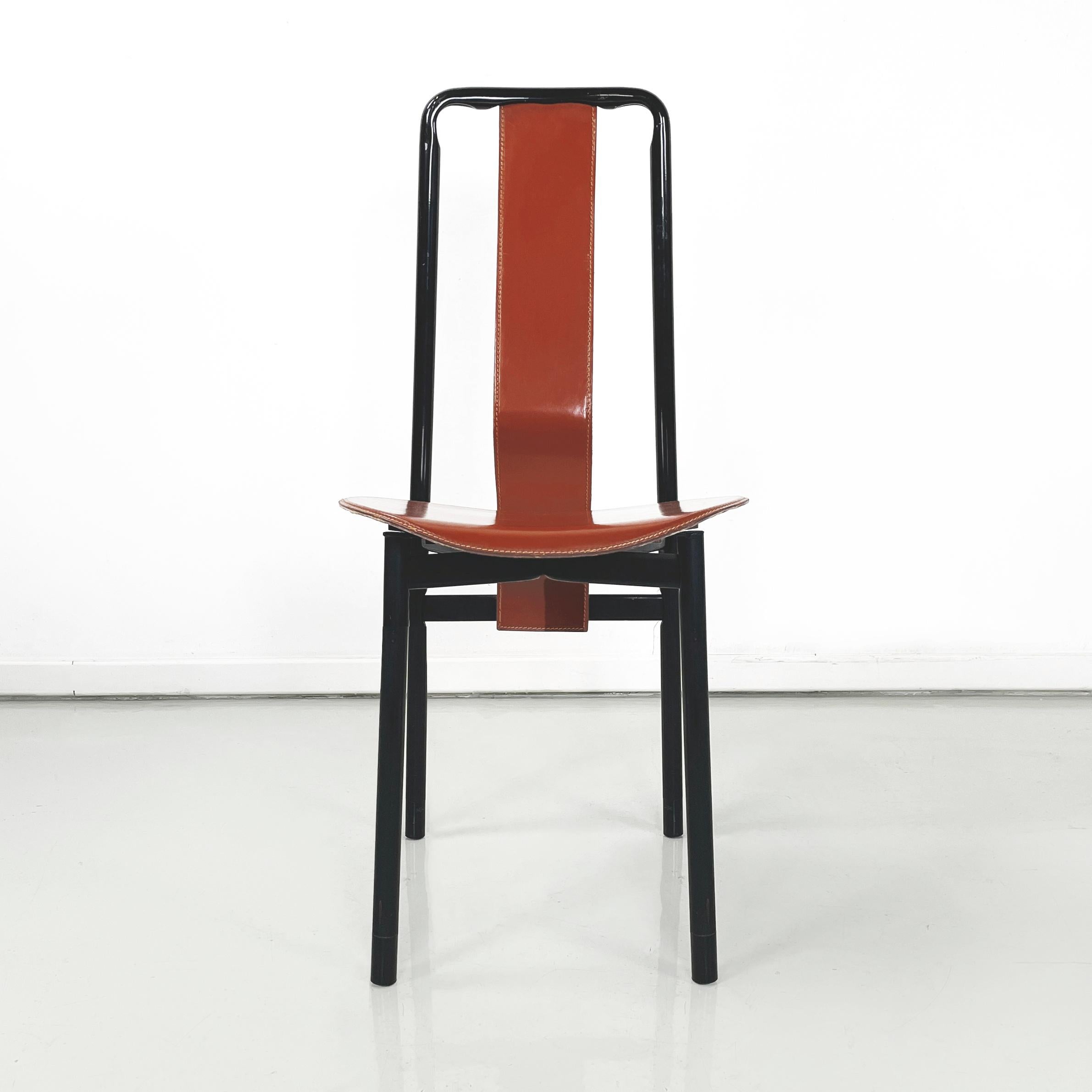 Italian modern Brown leather Chairs Irma by Castiglioni for Zanotta, 1970s In Good Condition For Sale In MIlano, IT