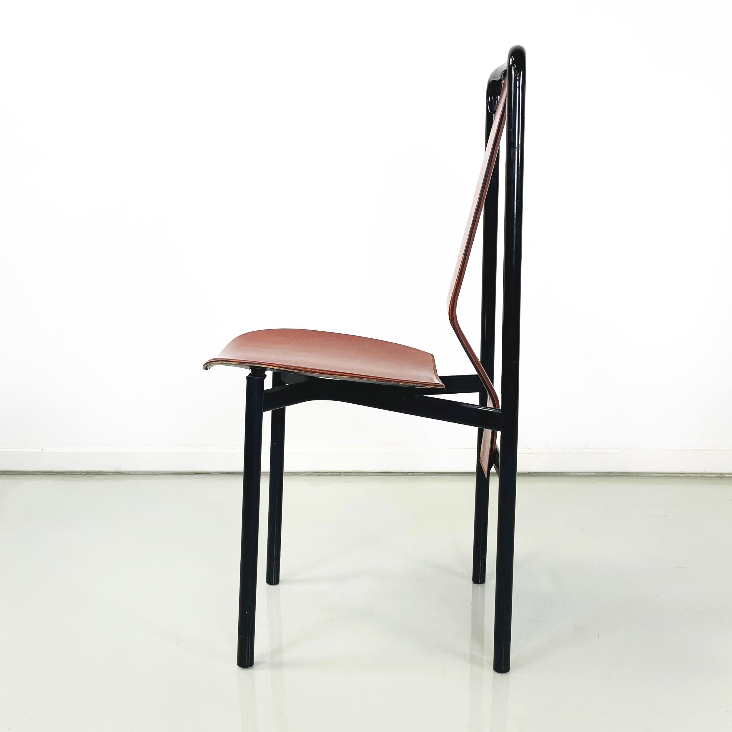 Late 20th Century Italian modern Brown leather Chairs Irma by Castiglioni for Zanotta, 1970s For Sale