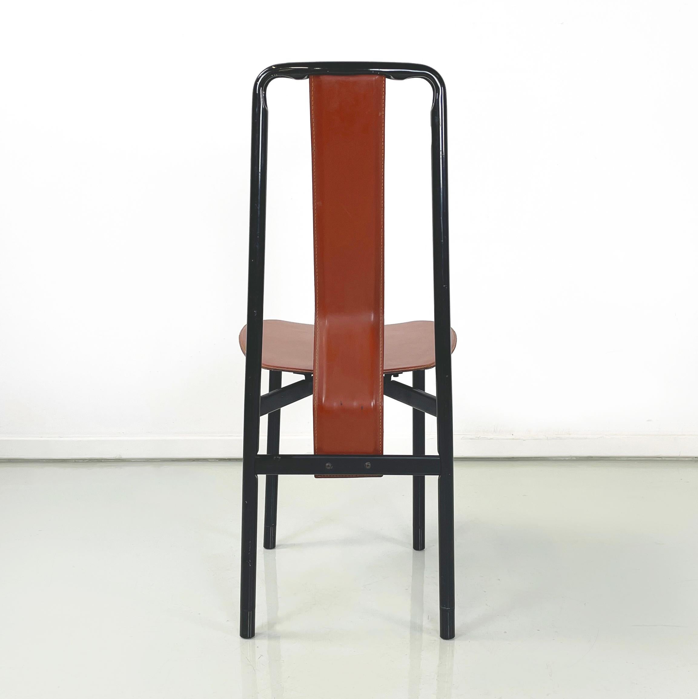 Italian modern Brown leather Chairs Irma by Castiglioni for Zanotta, 1970s For Sale 1