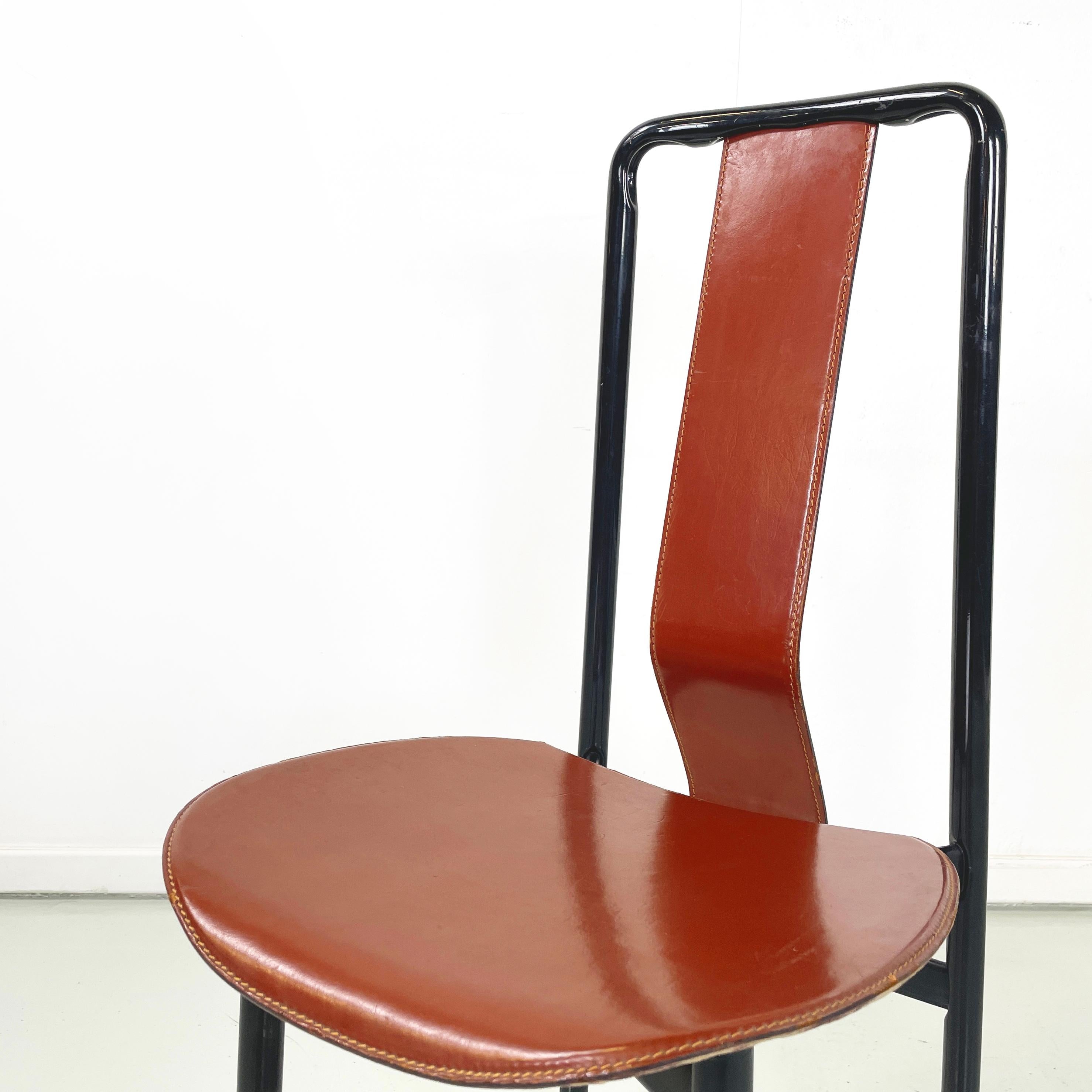 Italian modern Brown leather Chairs Irma by Castiglioni for Zanotta, 1970s For Sale 2
