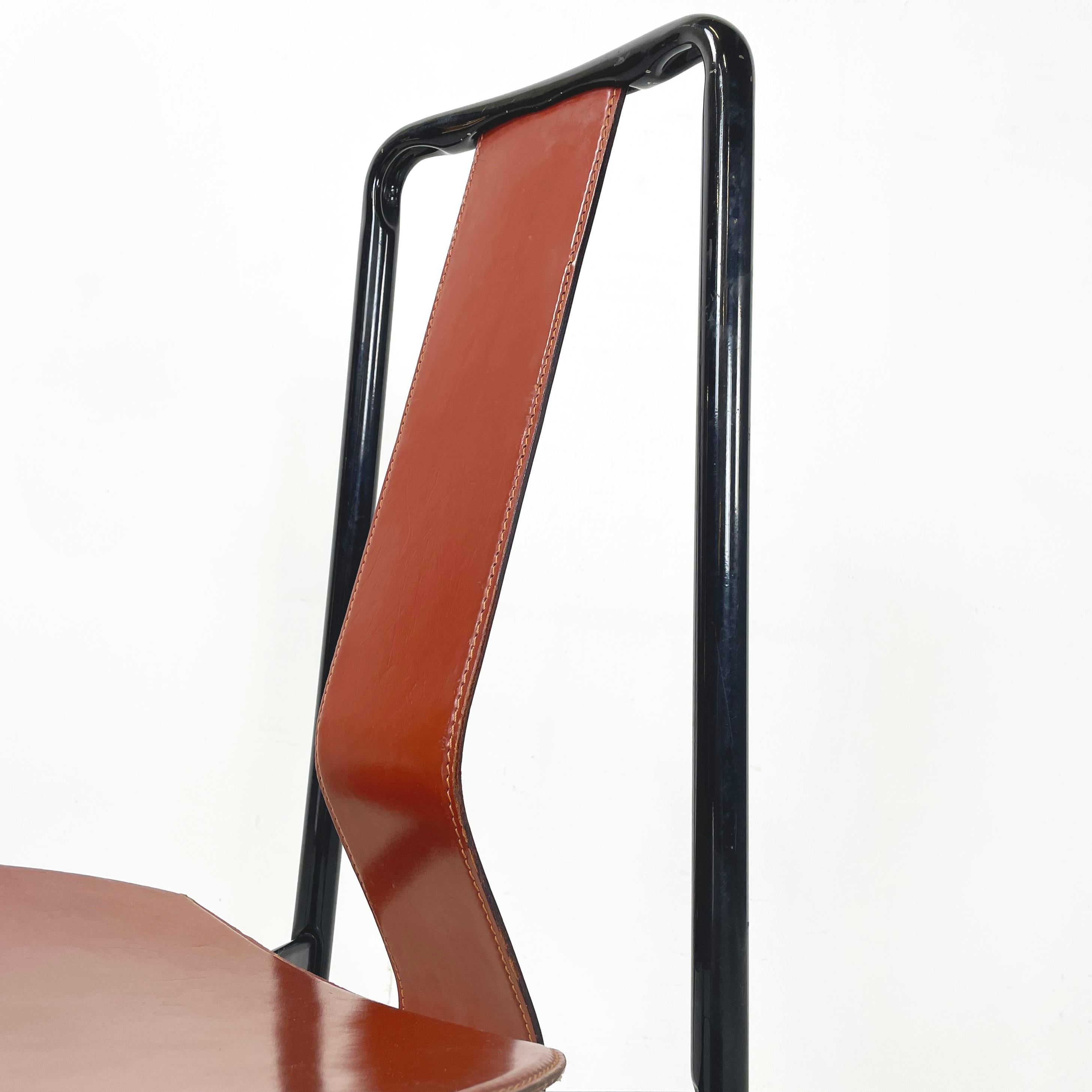 Italian modern Brown leather Chairs Irma by Castiglioni for Zanotta, 1970s For Sale 3