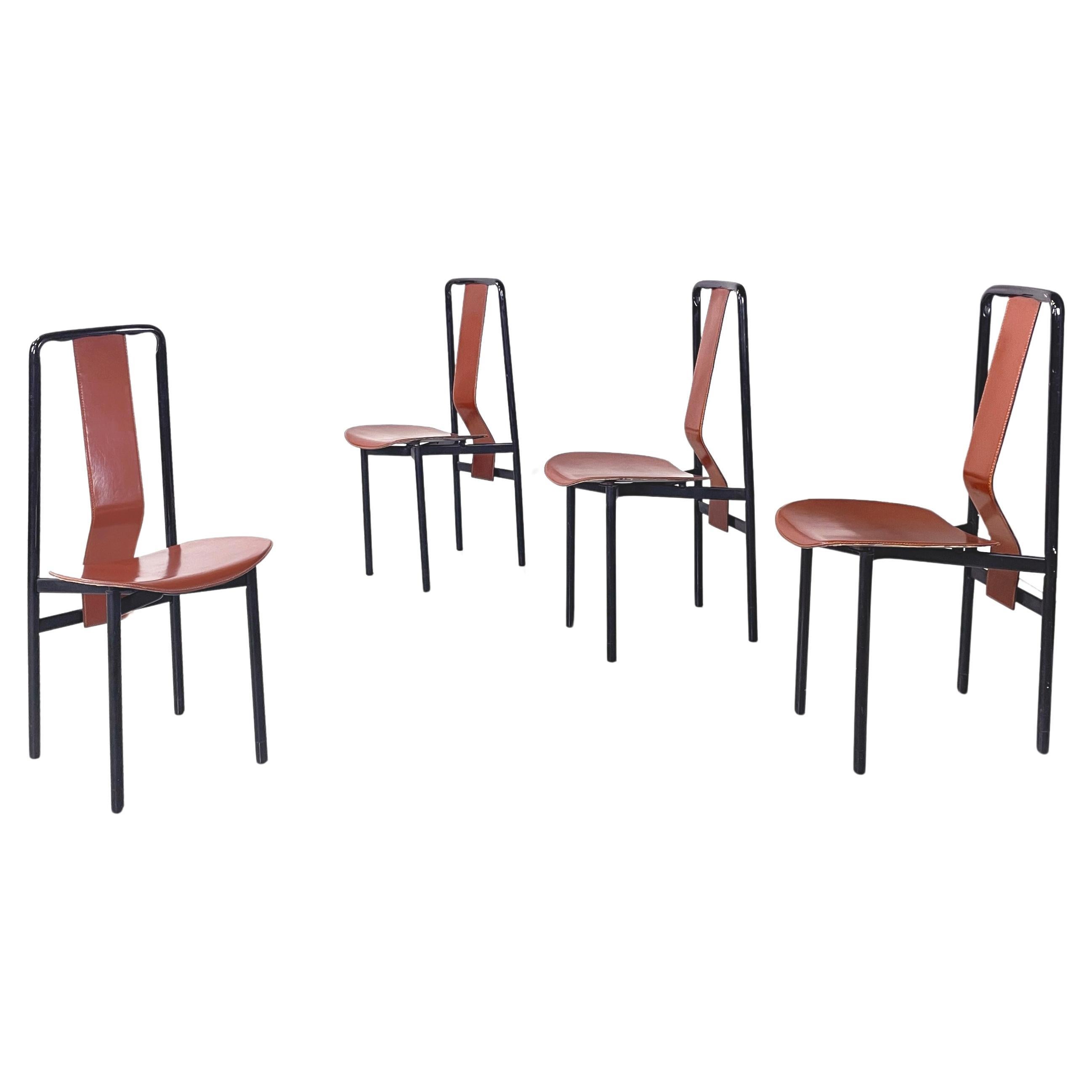 Italian modern Brown leather Chairs Irma by Castiglioni for Zanotta, 1970s For Sale