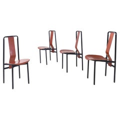 Italian modern Brown leather Chairs Irma by Castiglioni for Zanotta, 1970s
